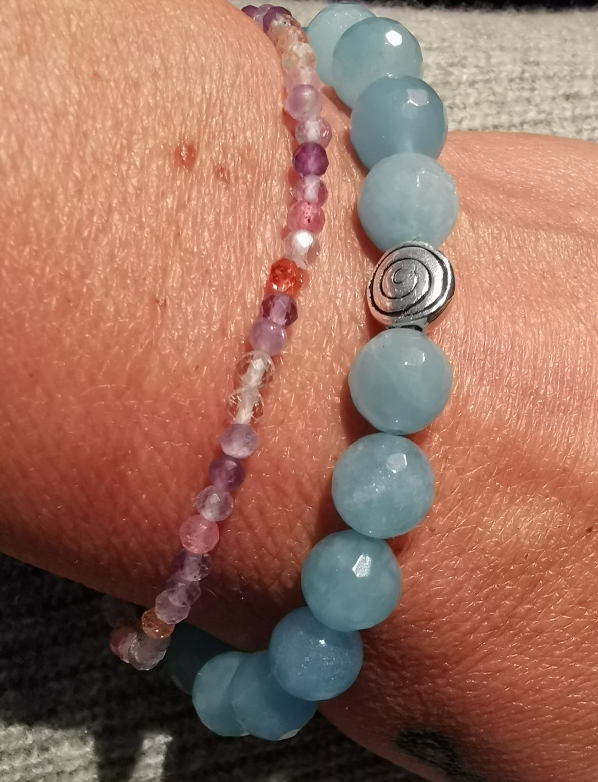 Edelstein Heilstein Armbänder super 7 und Aquamarin