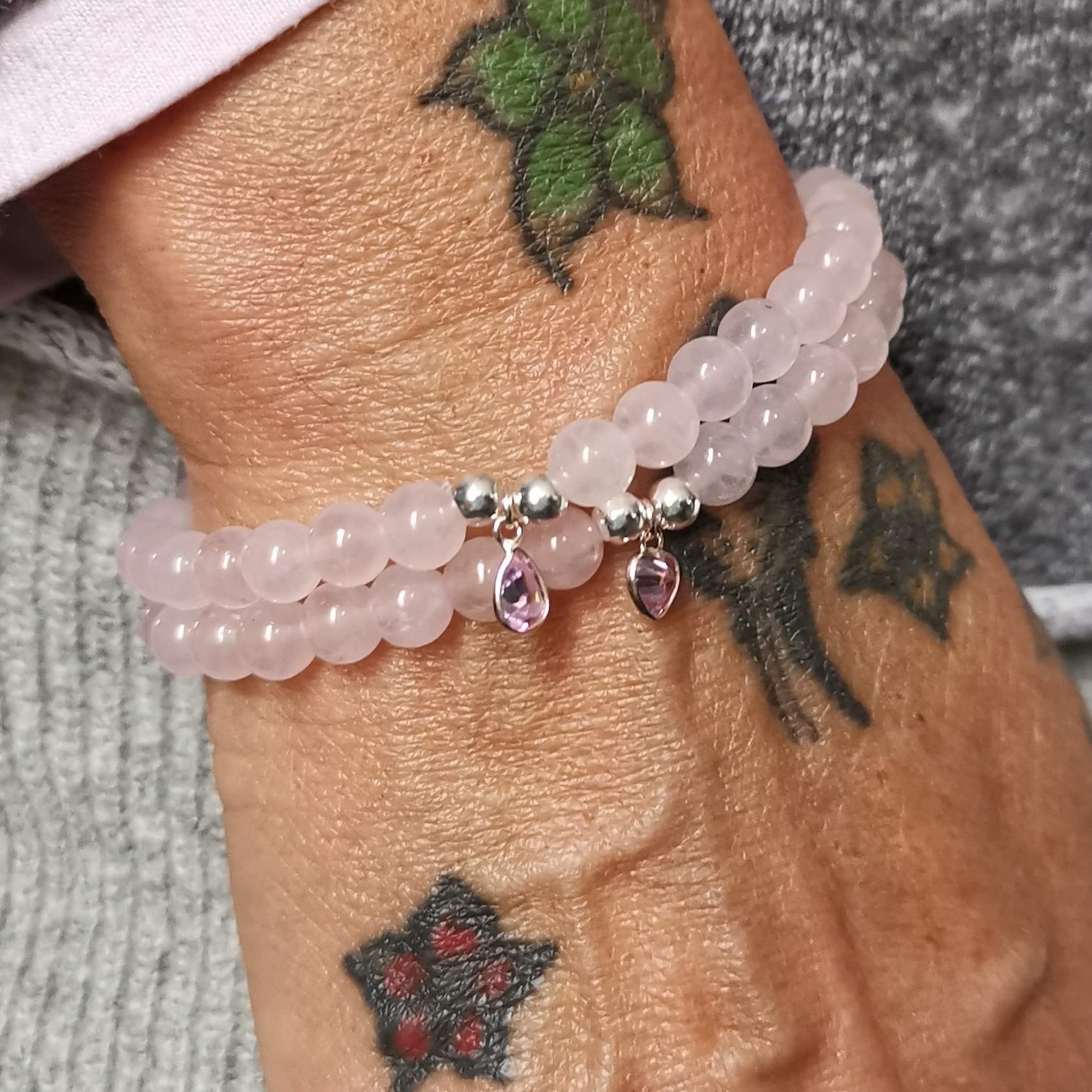 Rosenquarz Edelstein Heilstein Karma Armbänder samaki originals
