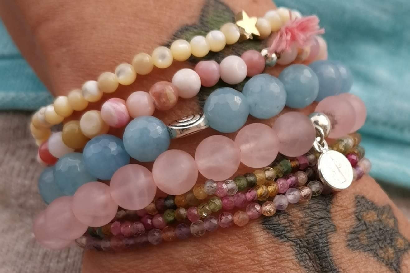 Super 7 Rosenquarz Edelstein Heilstein Karma Schmuck Mallorca samaki