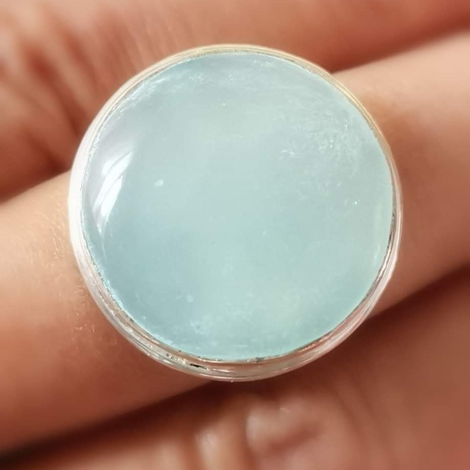 Achat hell blau Edelstein Heilstein Ring samaki Mallorca
