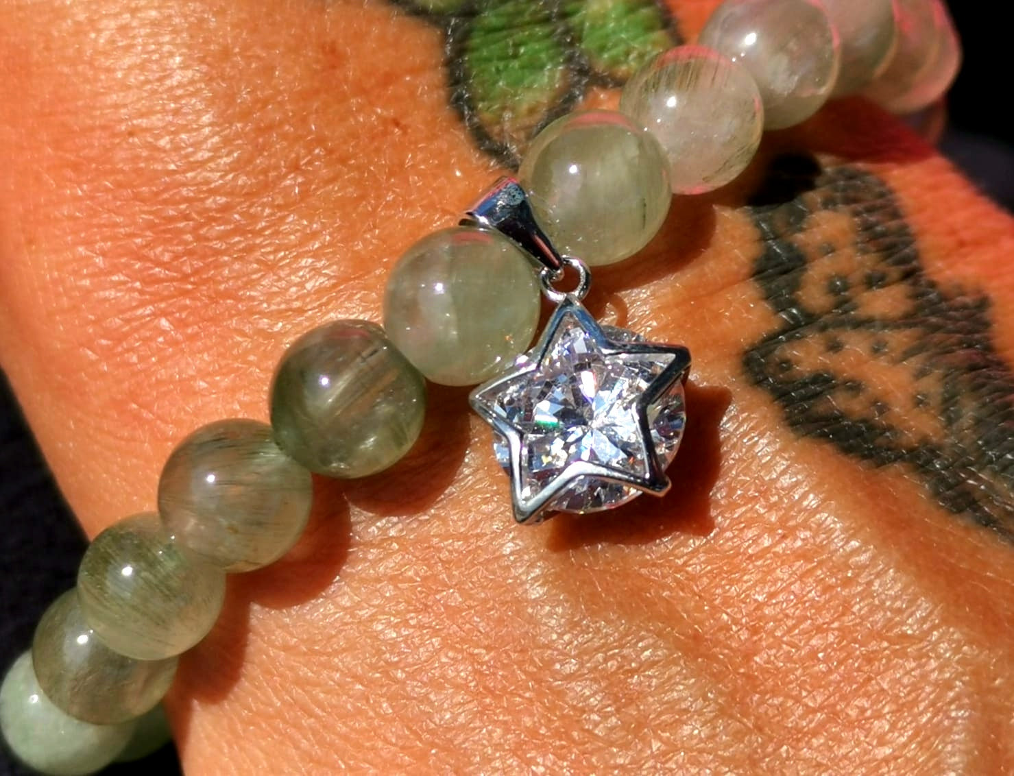 Rutilquarz grün Stern Edelstein Heilstein Armband Massarbeit samaki mallorca