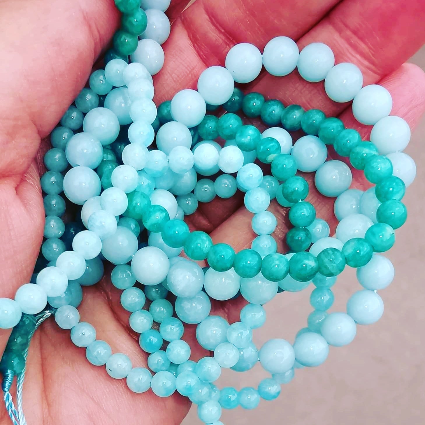 Amazonit Türkis Blau Grün samaki mallorca Edelstein Heilstein Karma Armbänder