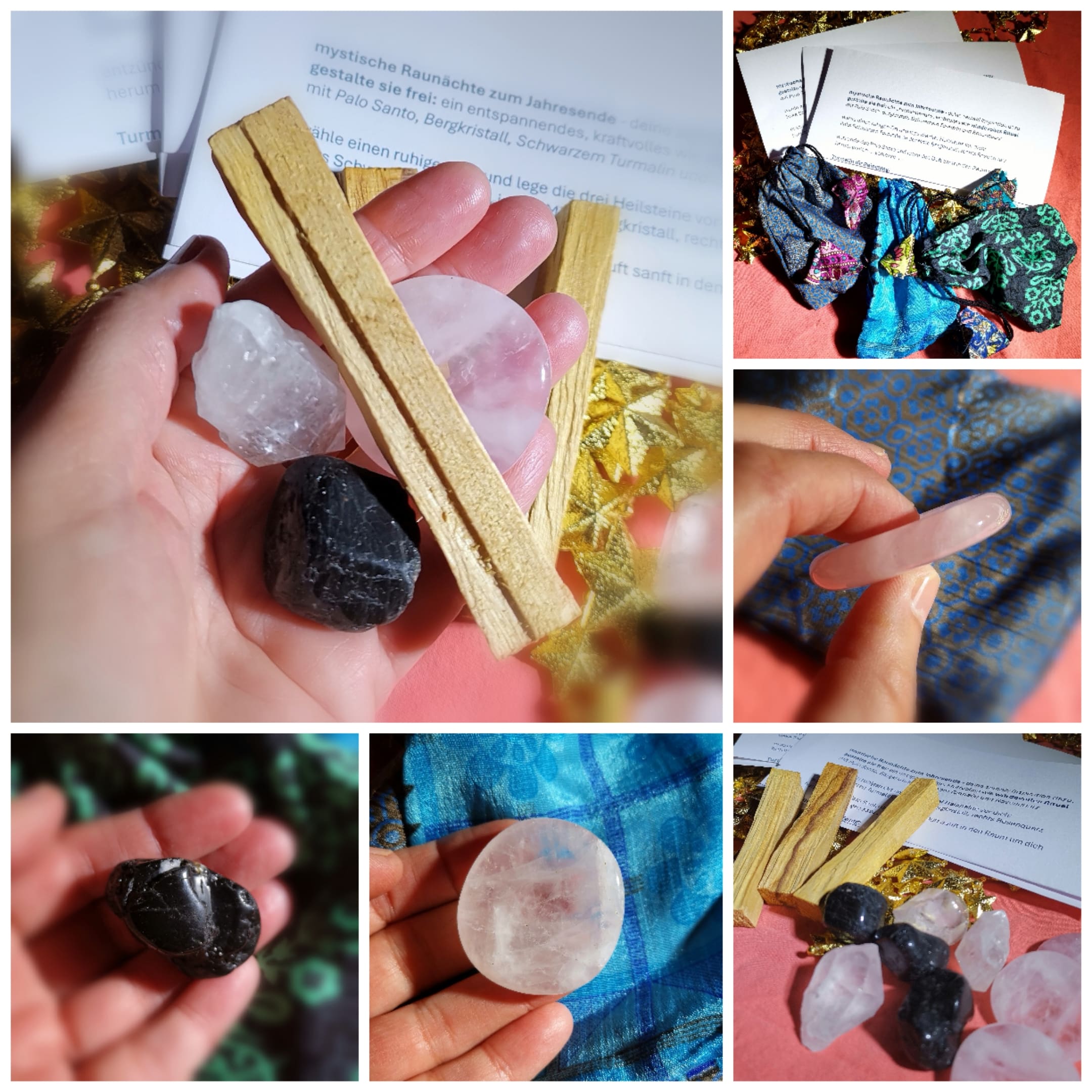 Raunacht-Aktiv-Päckchen geweiht · Bergkristall, Turmalin & Rosenquarz