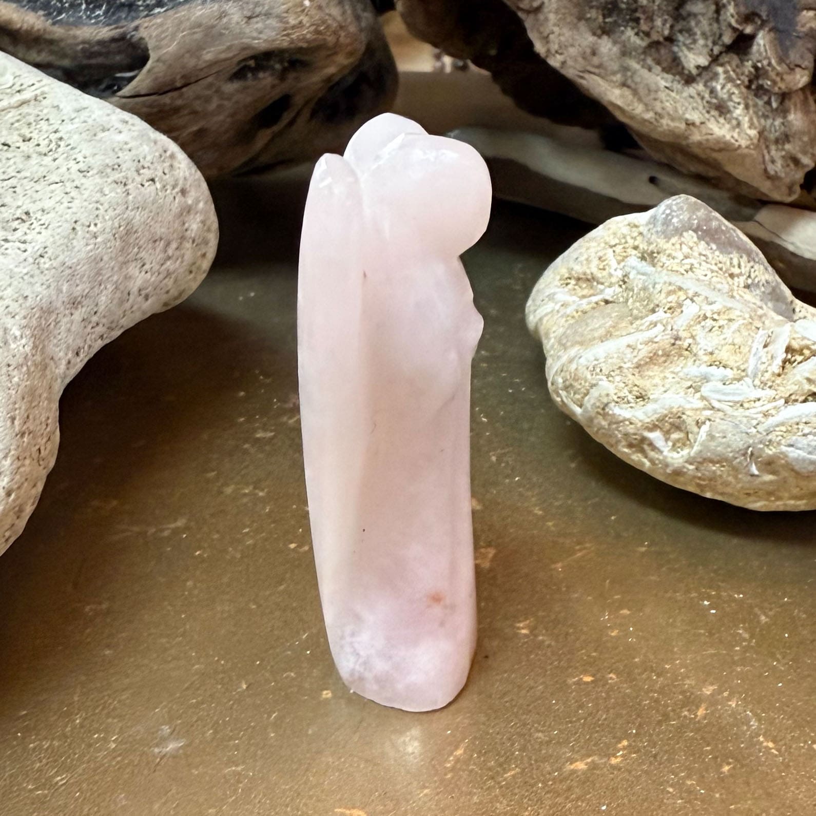💗 Rosenquarz Schutzengel Handschmeichler Edelstein geweiht – dein Herzenslicht Talisman