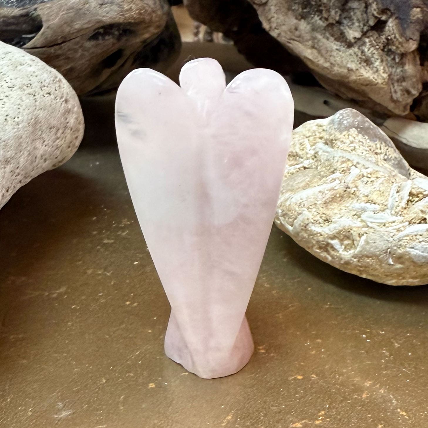 💗 Rosenquarz Schutzengel Handschmeichler Edelstein geweiht – dein Herzenslicht Talisman