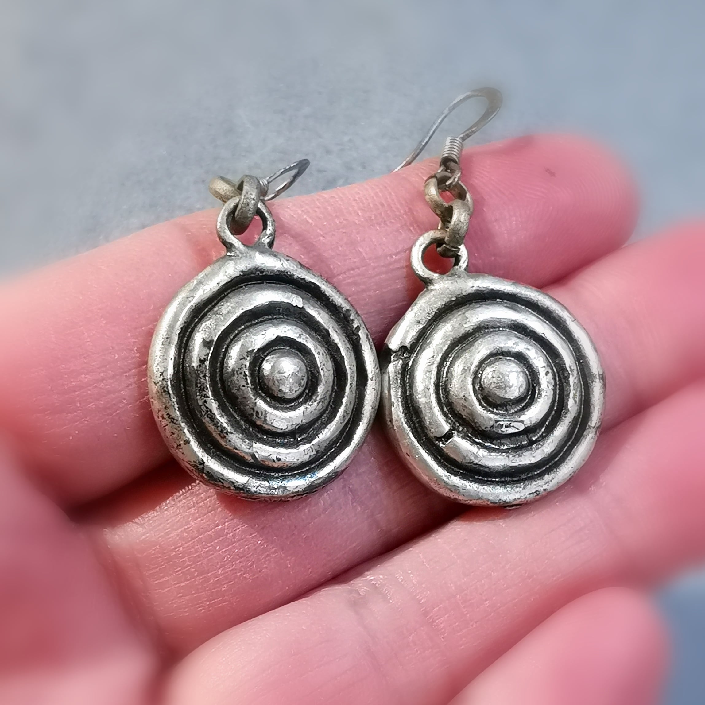 Zinn Ohrringe Ohrhänger Energiekreise Ethno Hippie Schmuck