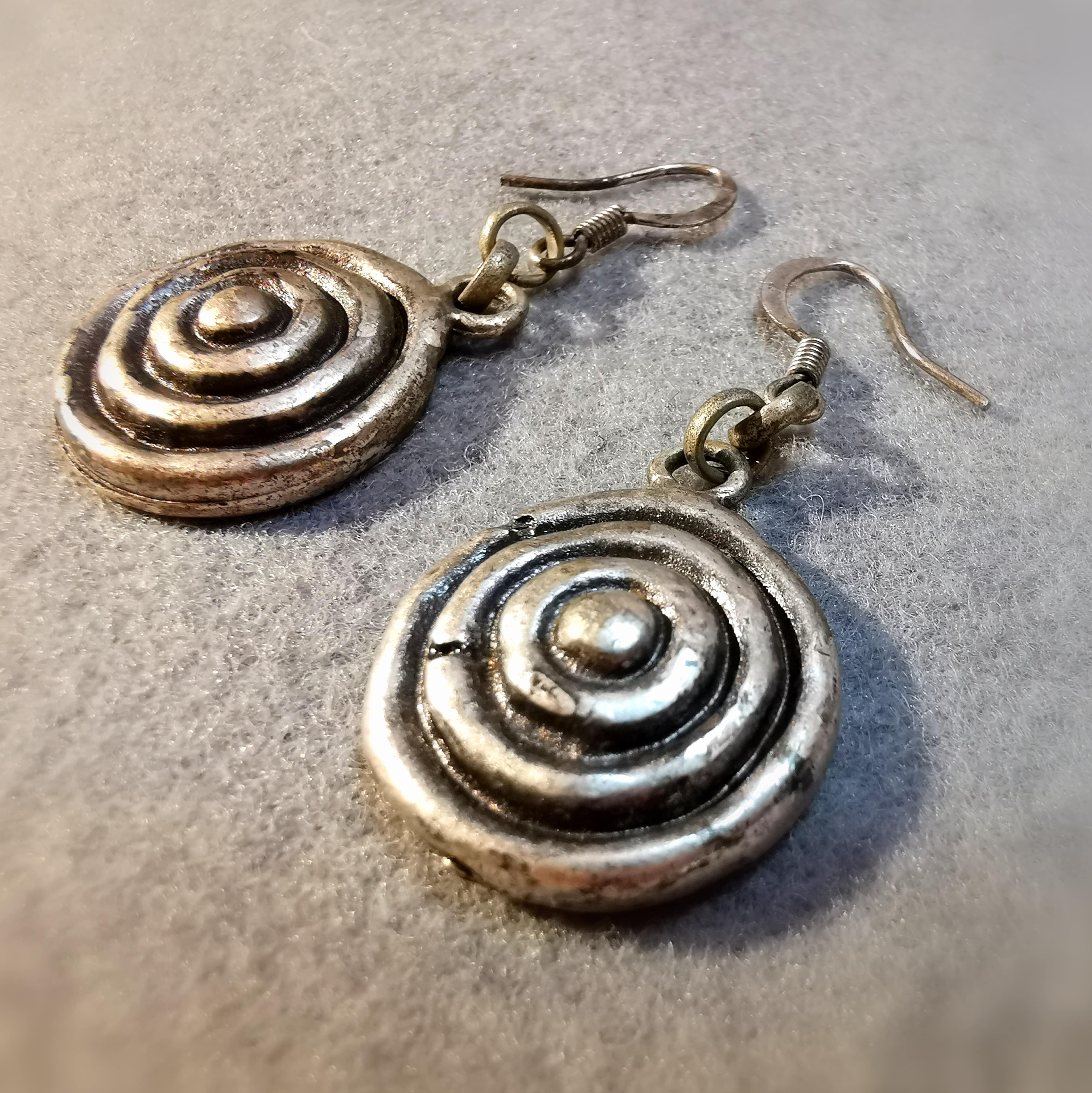 Zinn Ohrringe Ohrhänger Energiekreise Ethno Hippie Schmuck