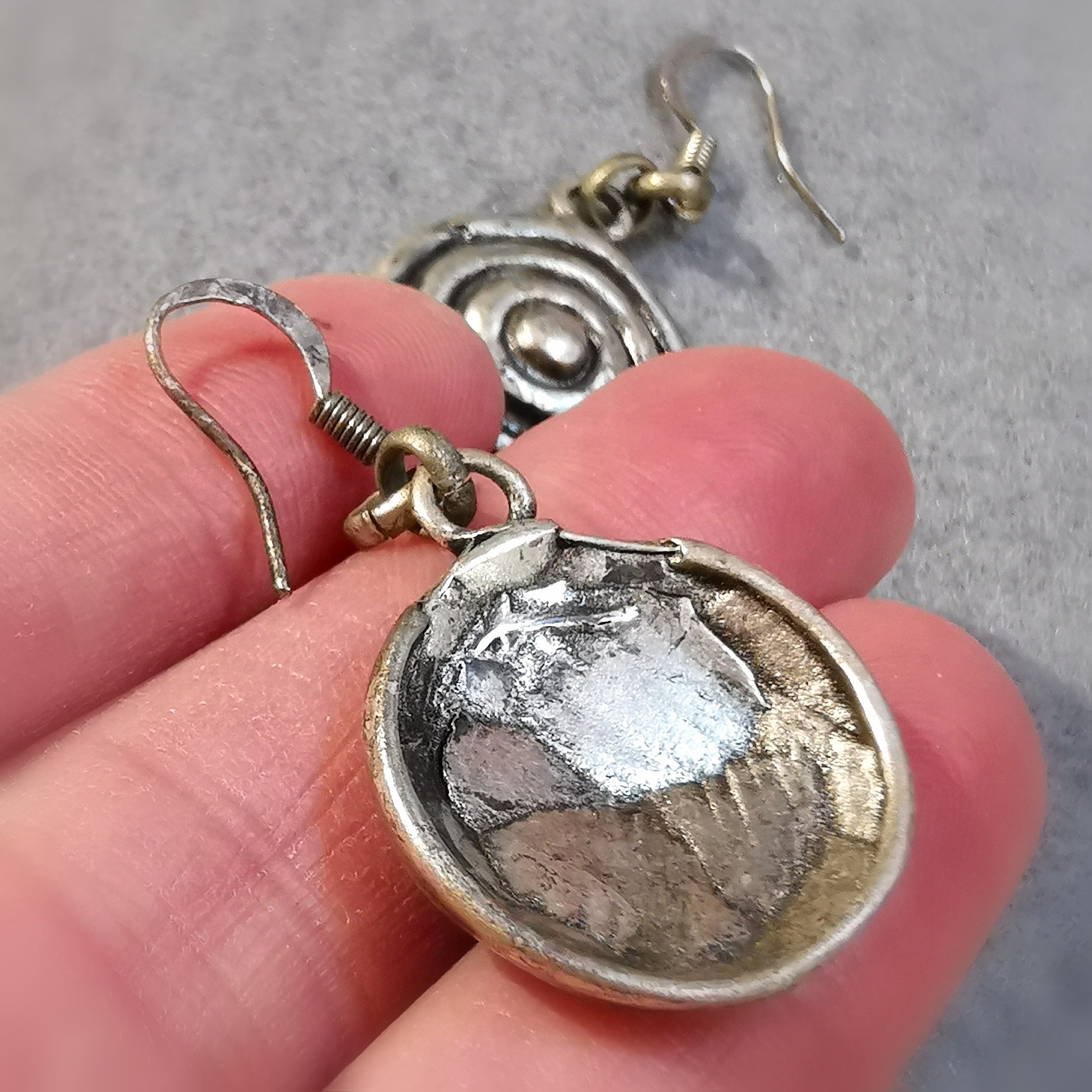 Zinn Ohrringe Ohrhänger Energiekreise Ethno Hippie Schmuck