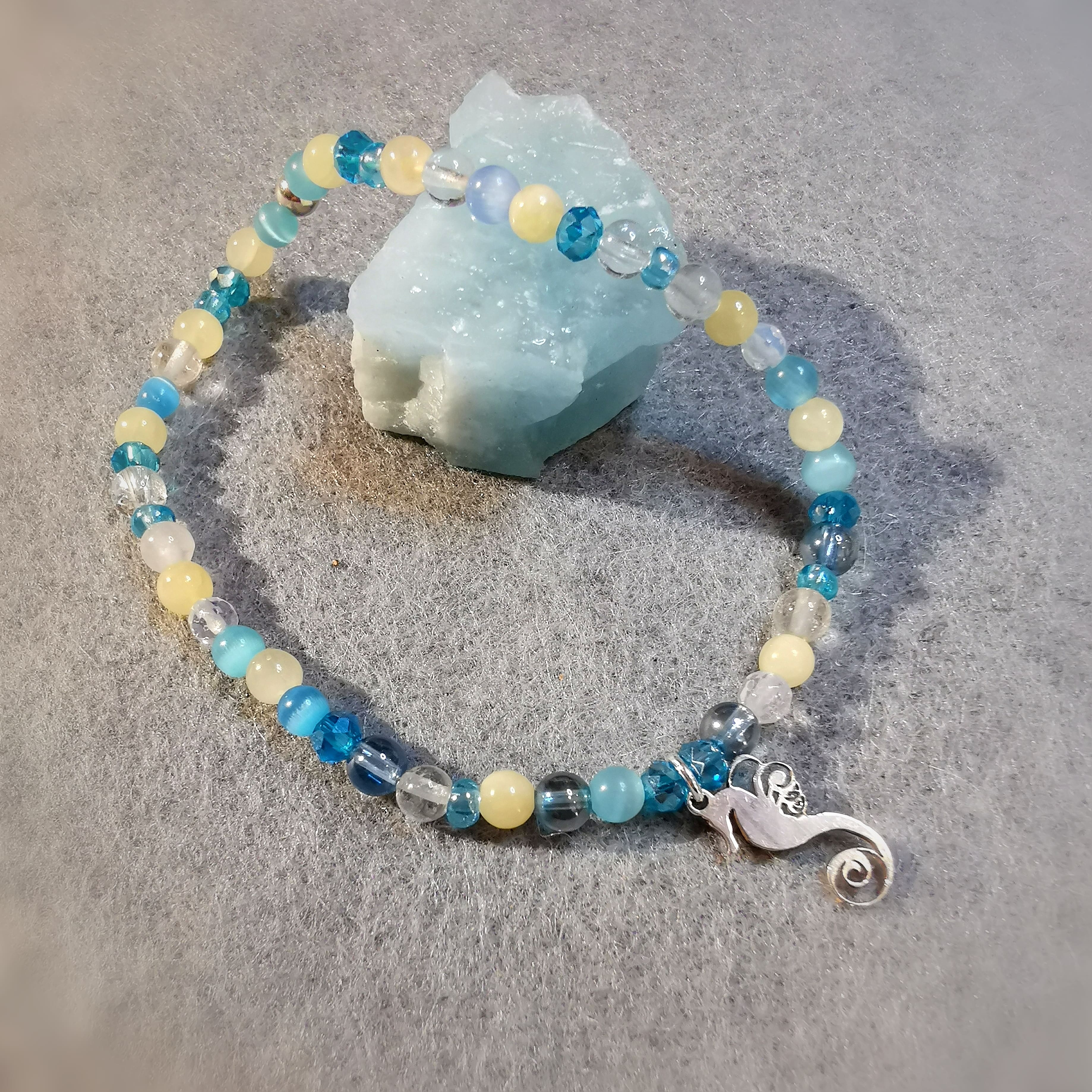 buntes Edelstein Heilstein Karma Armband kleine Kostbarkeiten, Krafttier Seepferdchen, geweiht - Leichtigkeit