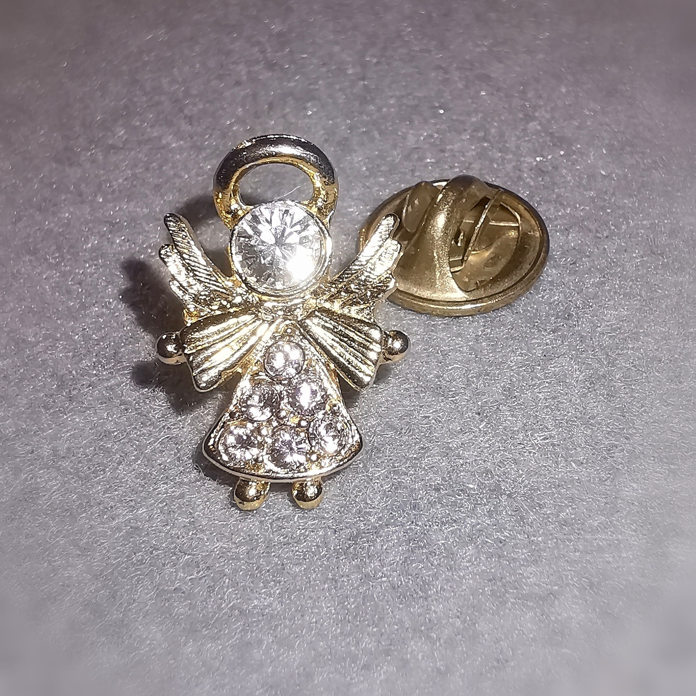 Engel Zirkon Pin Ansteck Schmuckstück, Karma Anstecker / Anstecknadel, geweiht, make a wish, wünsche dir ´was, Liebe Schutz Kraft