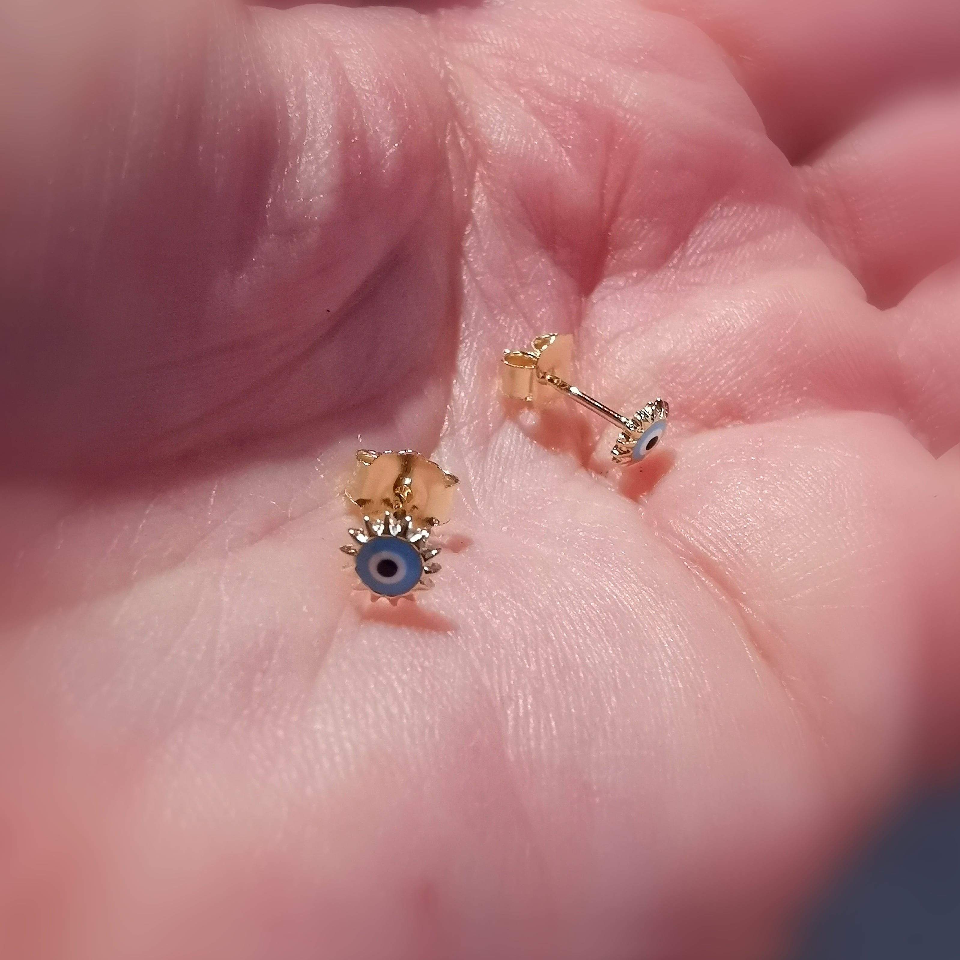 🧿 Eye of Nazar – gold-plated earrings, consecrated for protection & light