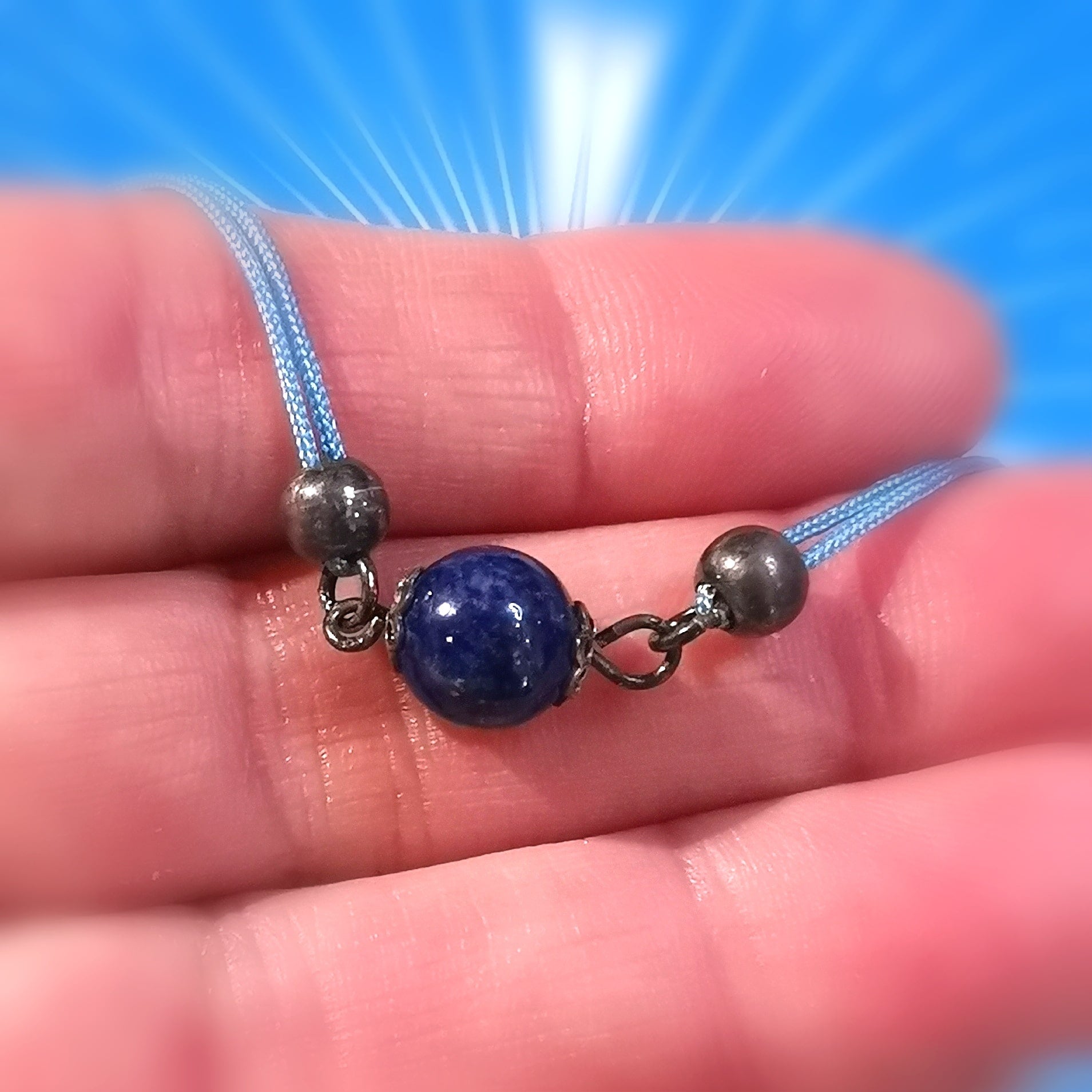 Lapislazuli Edelstein Heilstein Karma Glücksarmband, geweiht, make a wish, wünsche dir ´was, Liebe Schutz Kraft Klarheit