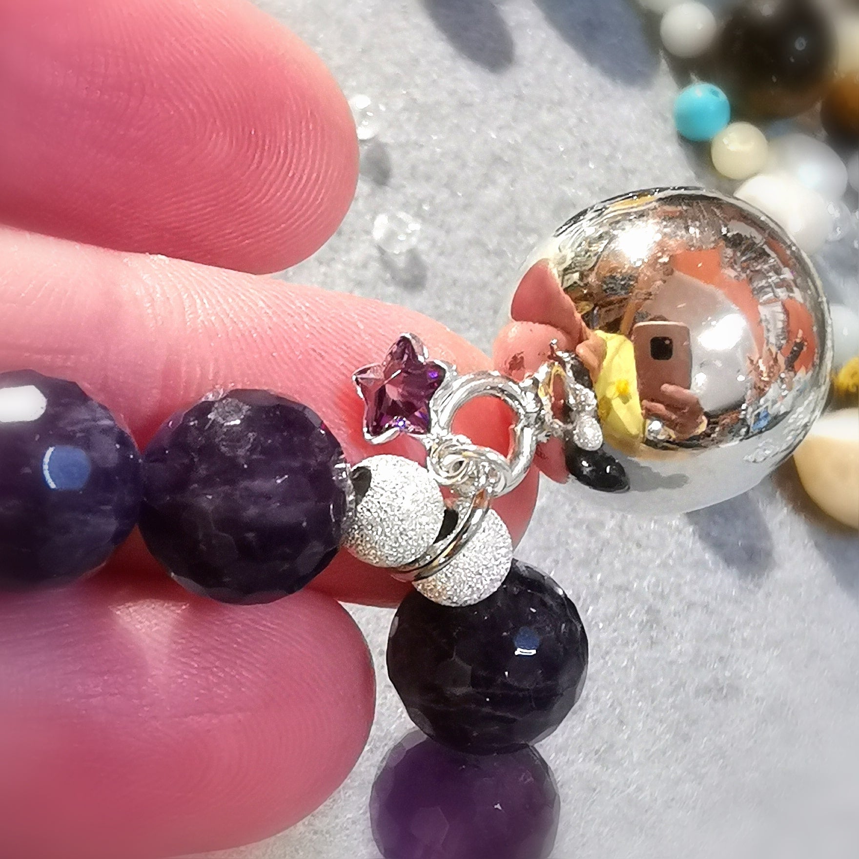 Engelsrufer Amethyst Seestern Karma Edelstein Heilstein Armband, Klangkugel Boho Schmuck, dem Leben vertrauen