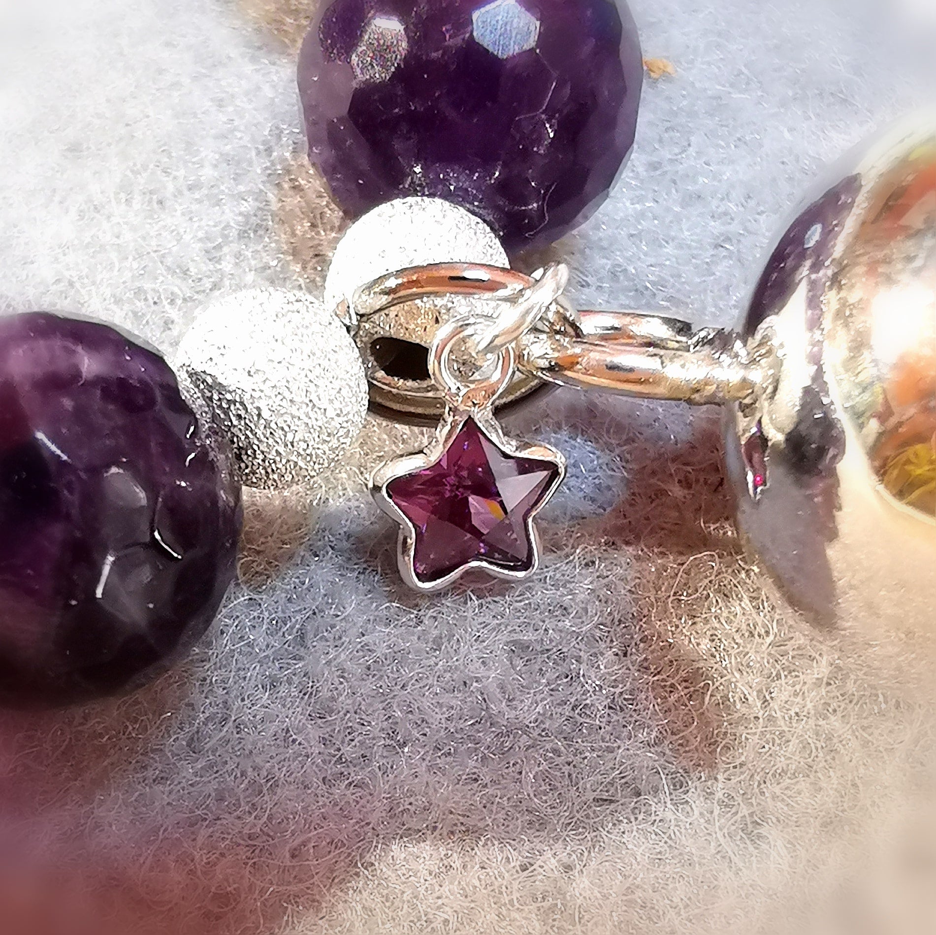 Engelsrufer Amethyst Seestern Karma Edelstein Heilstein Armband, Klangkugel Boho Schmuck, dem Leben vertrauen