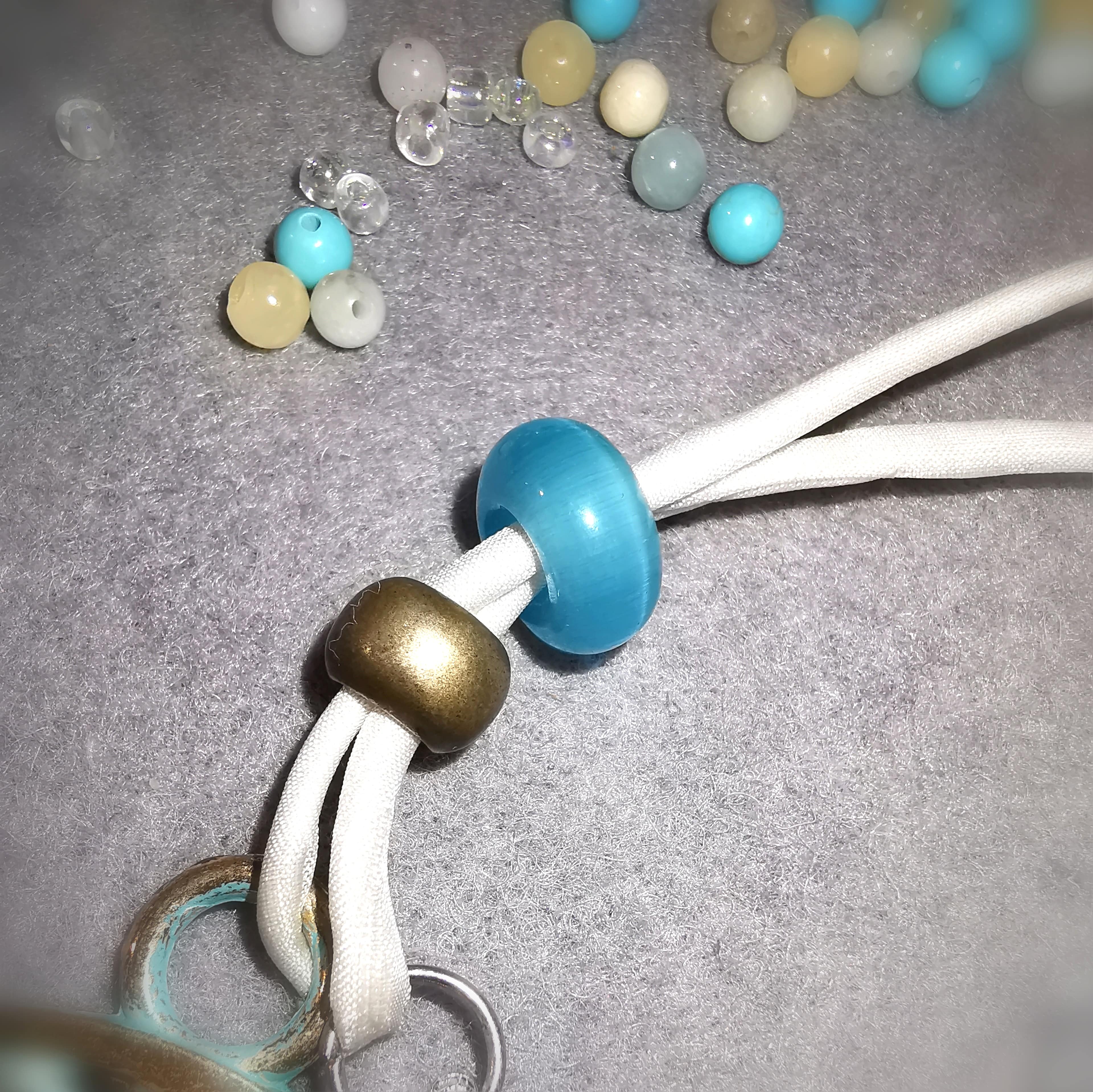 Heilende Hand Fatimas: Boho Seide Bijou Kette, Messing, Murano Glas, XL, das Leben feiern