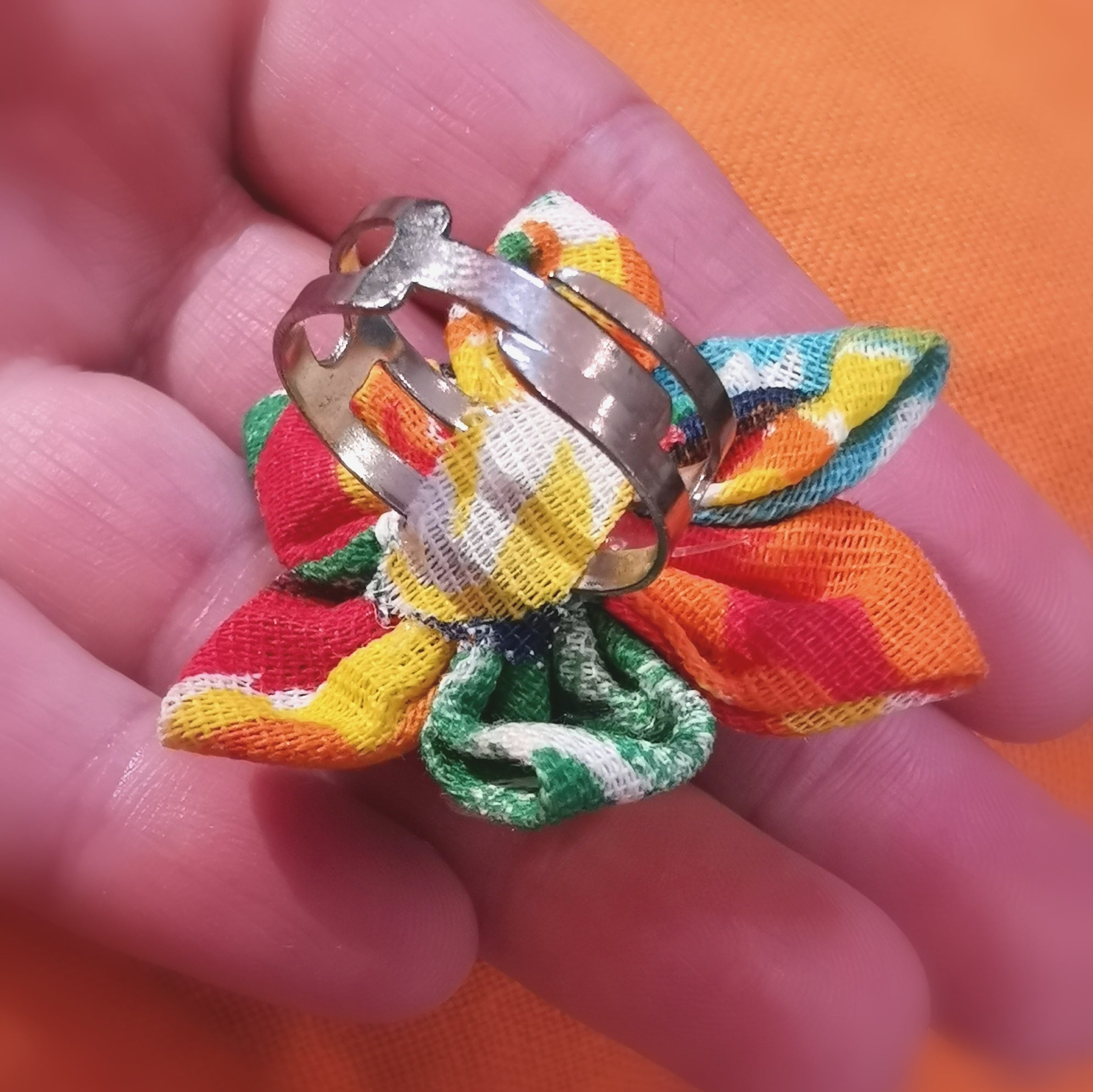 Ring Fingerring made with love, bunt, Metall, Hippie Boho Mode Schmuck, lebe liebe lache