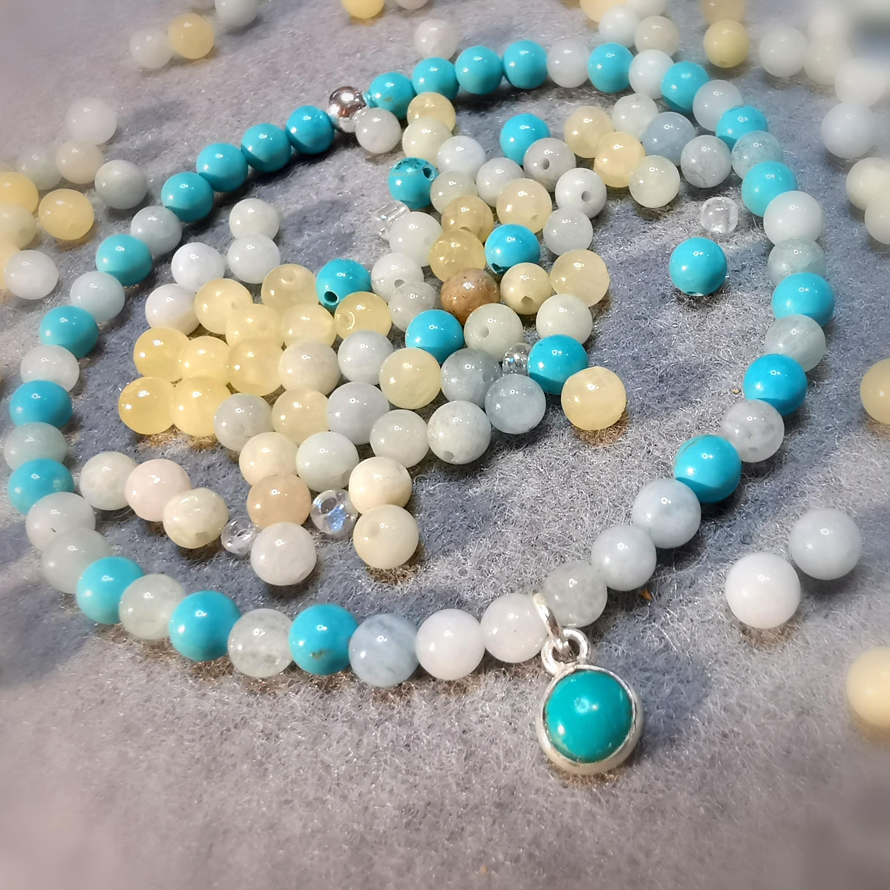 geweiht: Unikat Tibet Türkis Aquamarin Heilstein Edelstein Karma Armband, Chakra Schmuck, freier Geist