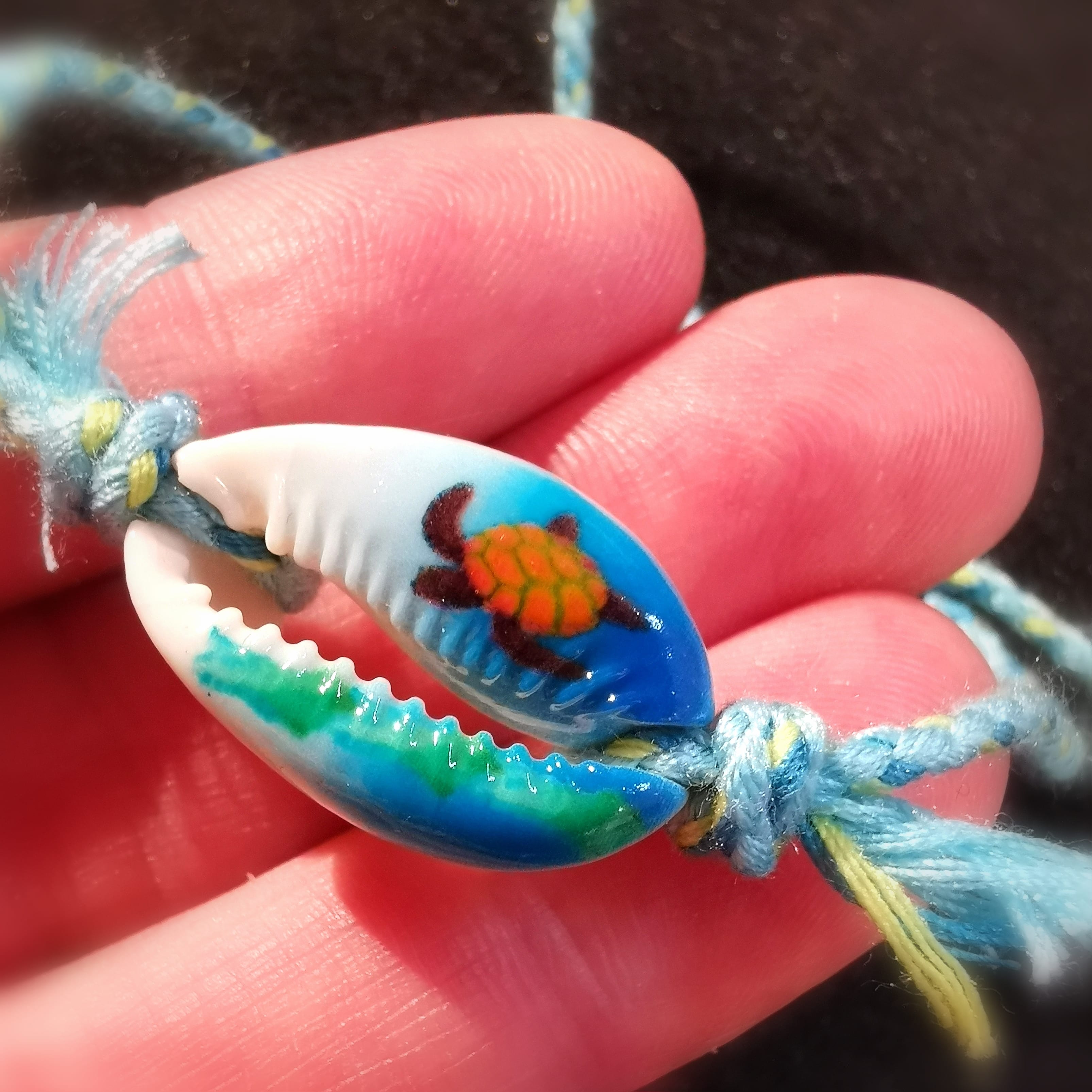 Schildkröte Wasserschildkröte Muschel Karma Armband, Boho Schmuck, geweiht - Freiheit und Harmonie