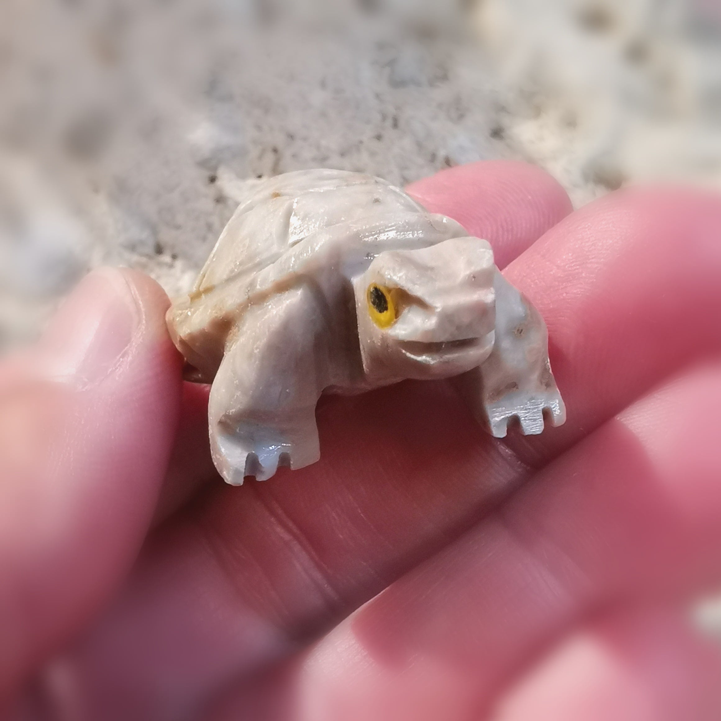 Schildkröte Serpentin, hell natur, geweihtes Edelstein Karma Krafttier, Talisman Handschmeichler Taschenstein, Meditationsstein