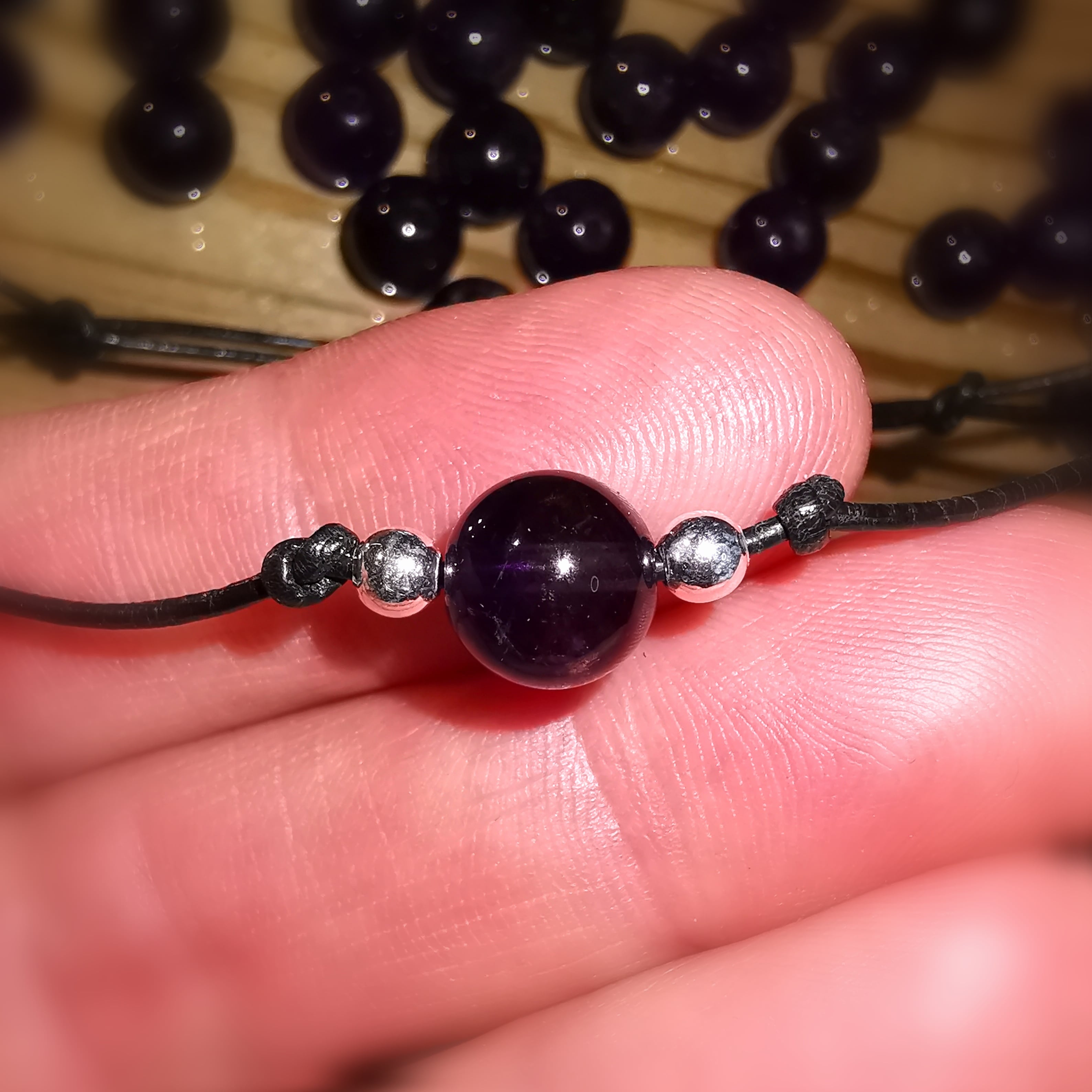 Amethyst Edelstein Armband, Karma Glücksarmband geweiht, make a wish - Zeit für Wunder, Vertrauen