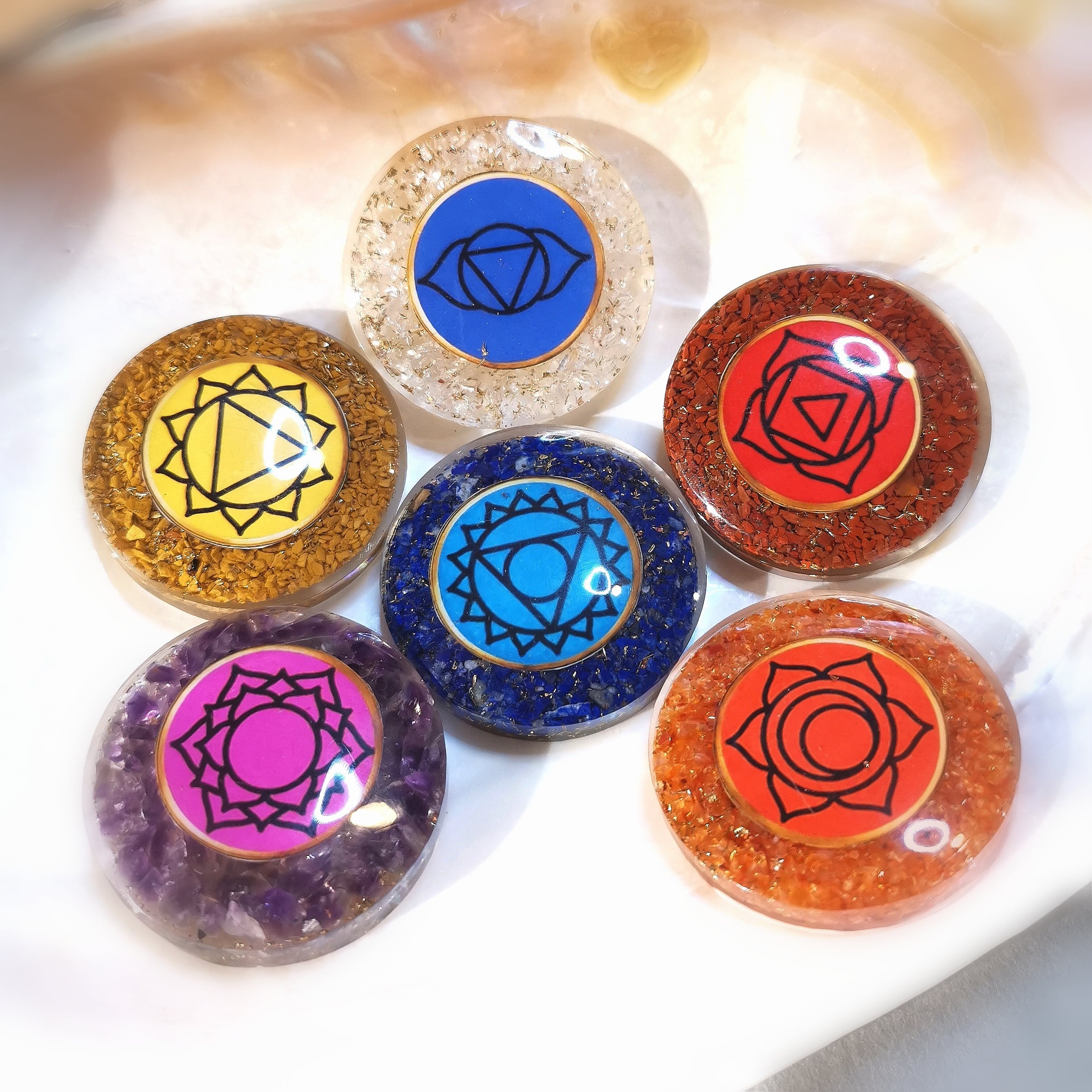 Orgonit Chakra Steine für Reiki, Meditation, Behandlungen, Wellness, Yoga, als Talismane