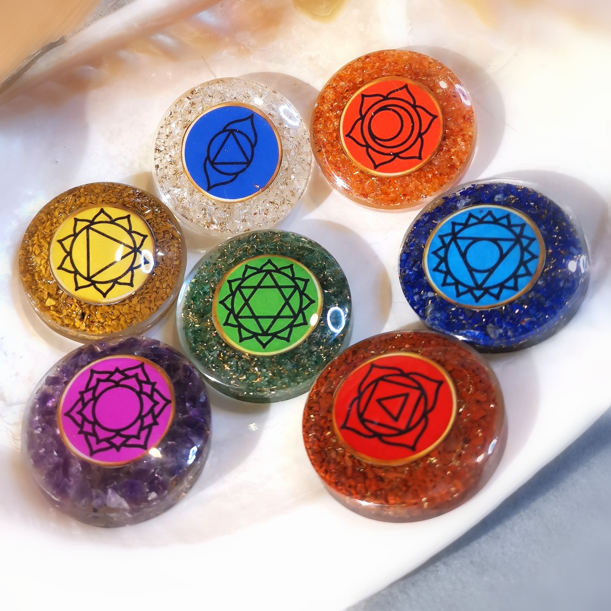 Orgonit Chakra Steine für Reiki, Meditation, Behandlungen, Wellness, Yoga, als Talismane