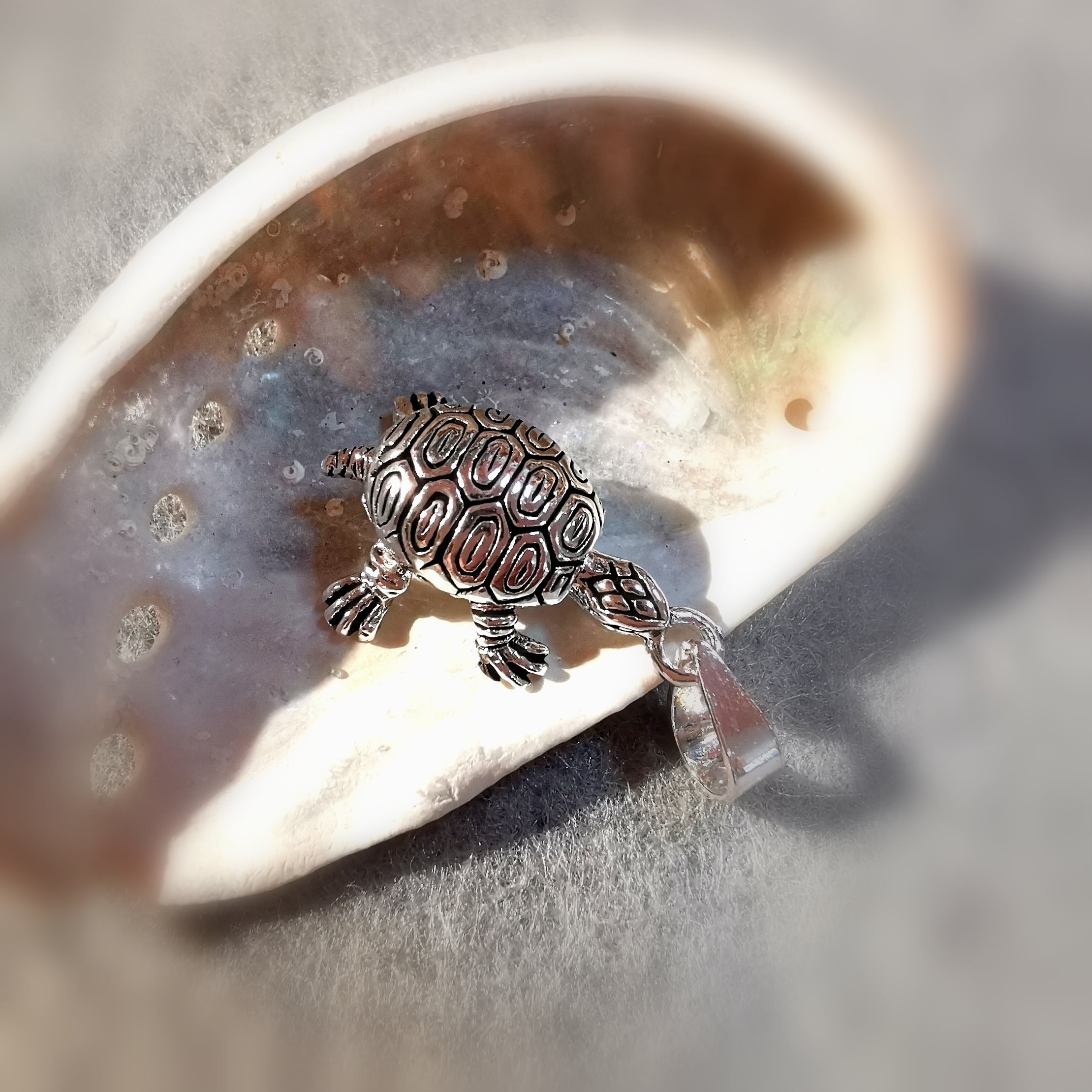 Wasserschildkröte Schildkröte Sterlingsilber Anhänger, Krafttier Karma Lieblings Schmuck Seelentier, Handarbeit, geweiht - Erdung