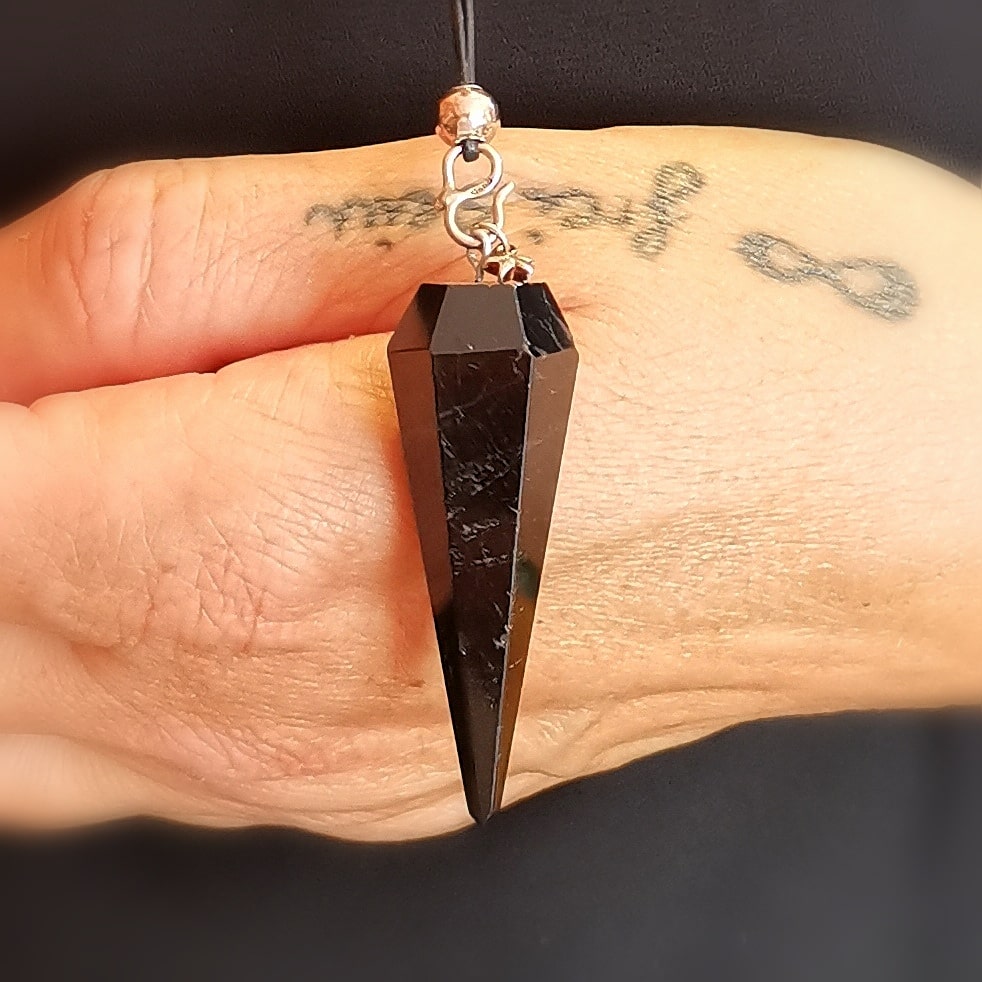 Turmalin Pendel Edelstein Leder Karma Kette, Chakra Seestern Krafttier Boho Schmuck, geweiht, Schutz und Intuition
