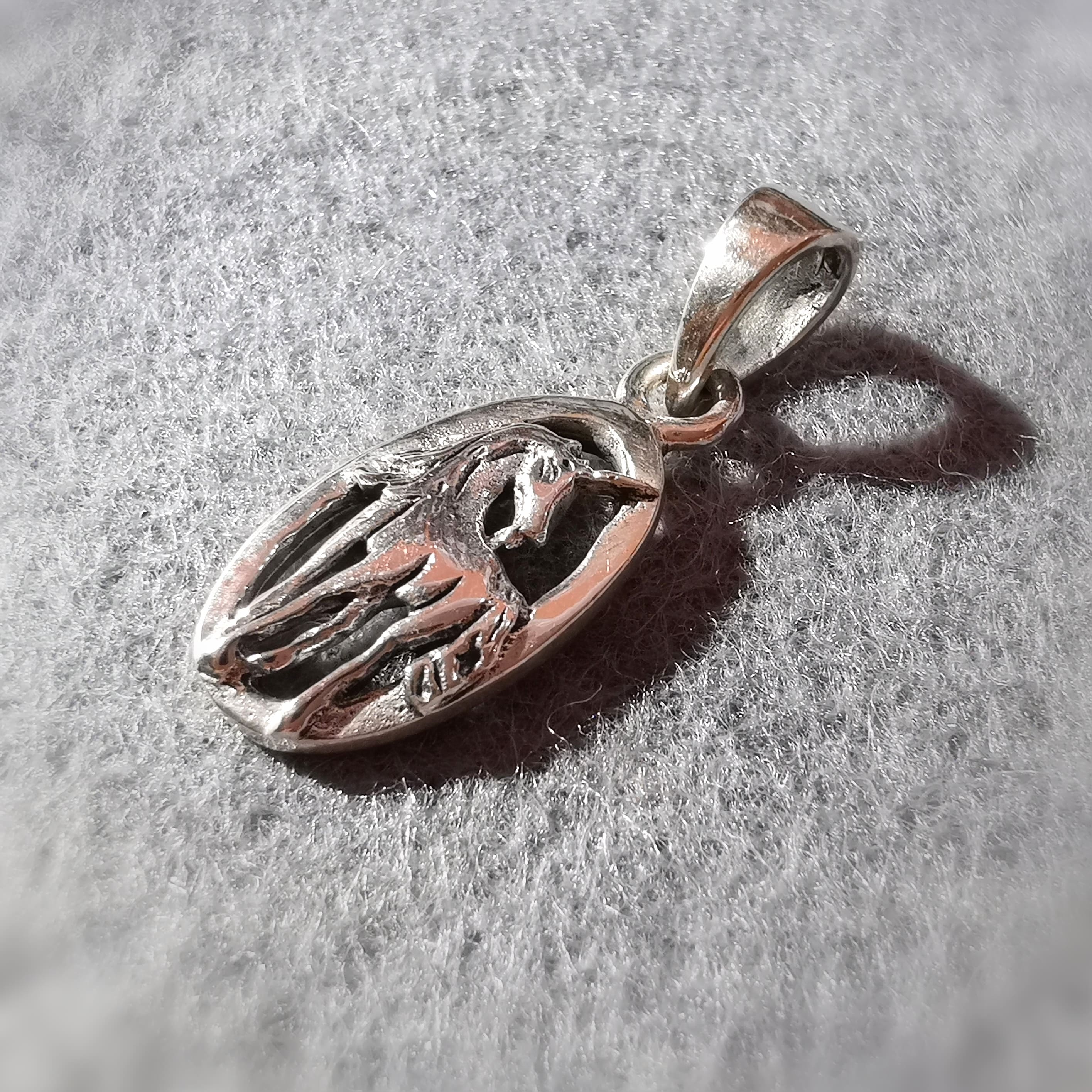 zauberhaft: Einhorn Krafttier Amulett, Karma Sterlingsilber Oval Anhänger, Zeit für Wunder