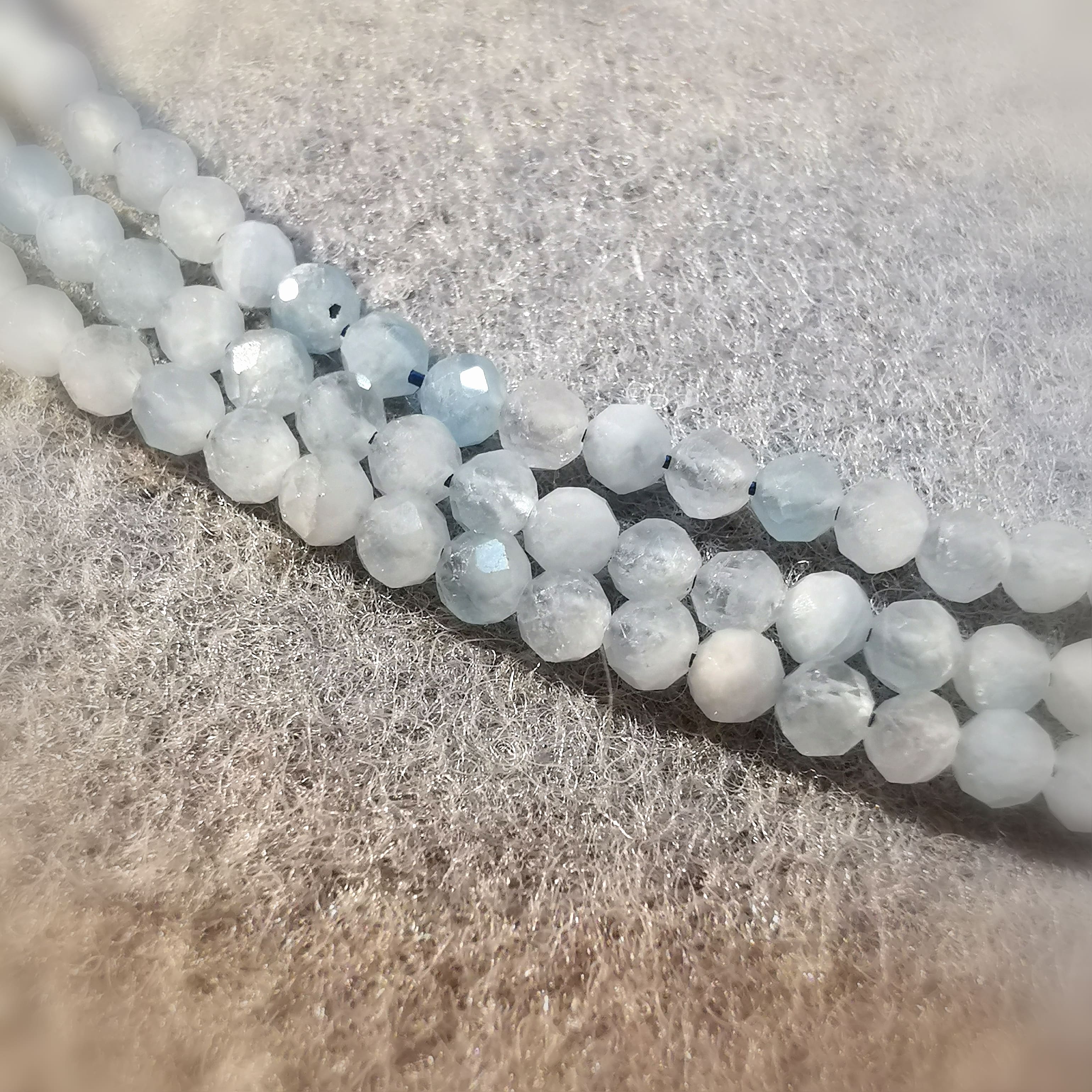 Aquamarin Edelstein Heilstein Kette 40 - 44 cm, filigrane 2 mm Heilsteine, #Harmonie