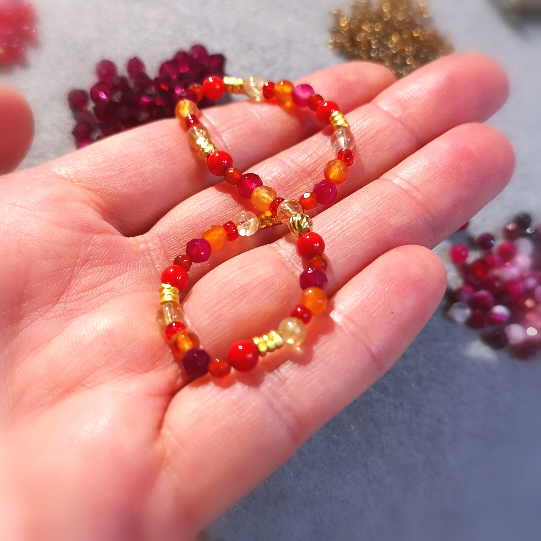 Koralle Karneol Glücksachat Pink Achat Goldberyll Karma Armband, love peace happiness, geweiht, das Leben feiern