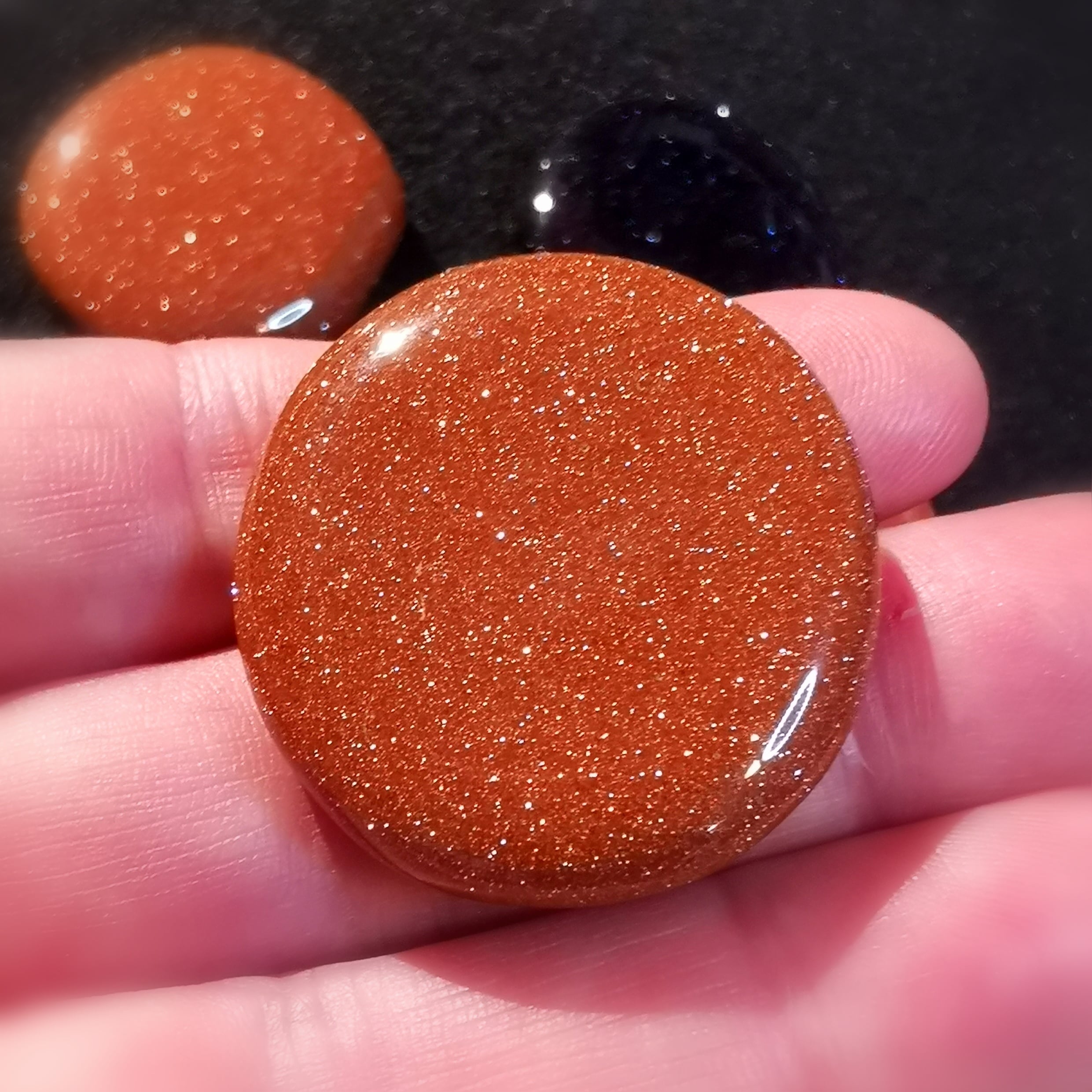 Gold Aventurin Braun, Goldfluss Handschmeichler Taschenstein, Meditation, Reiki, Behandlungen, Wellness, geweiht, Eigenliebe