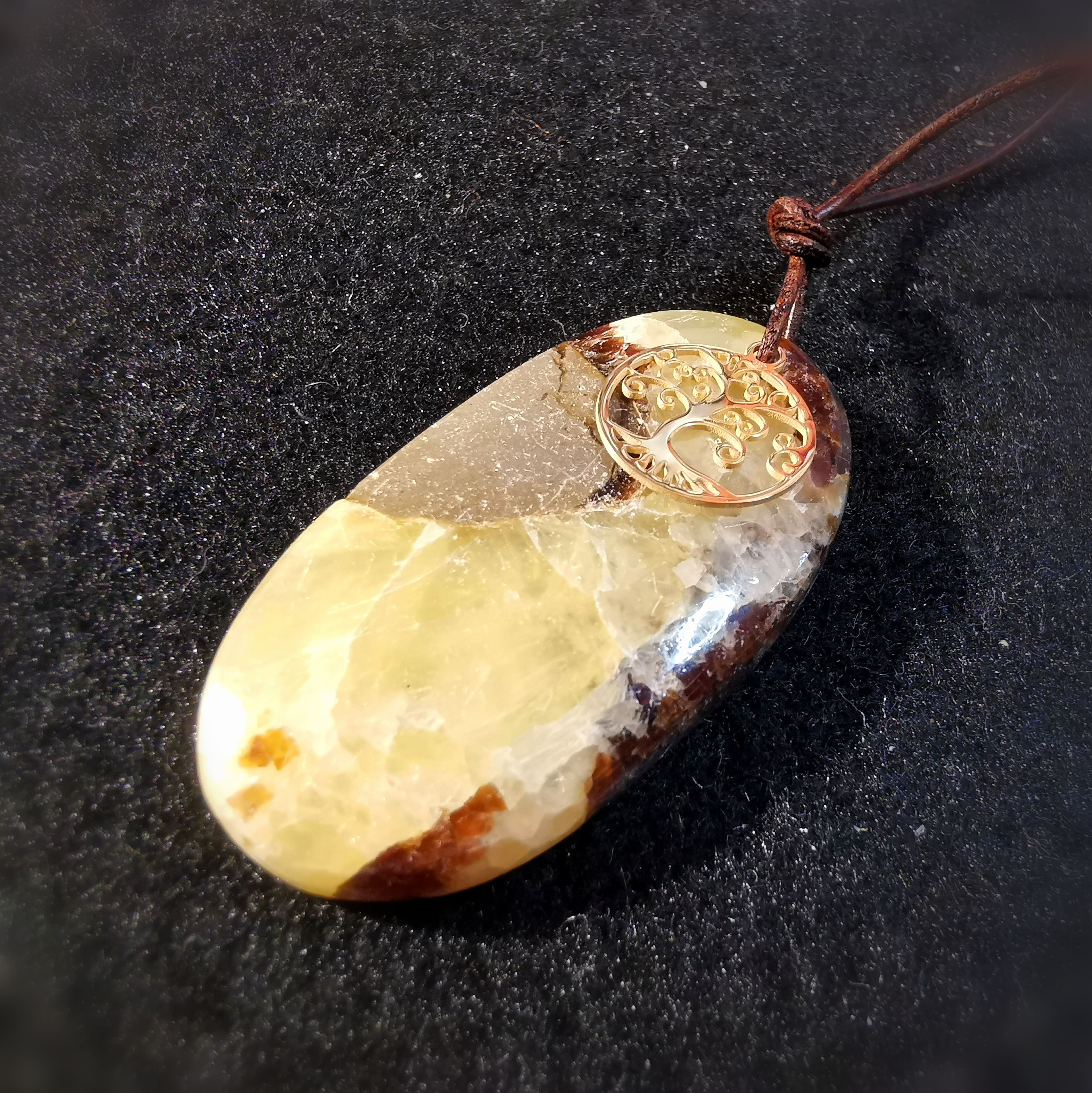 Septarie XL Lebensbaum Edelstein Heilstein Karma Kette, geweiht - Sonnenlicht und Erdkraft