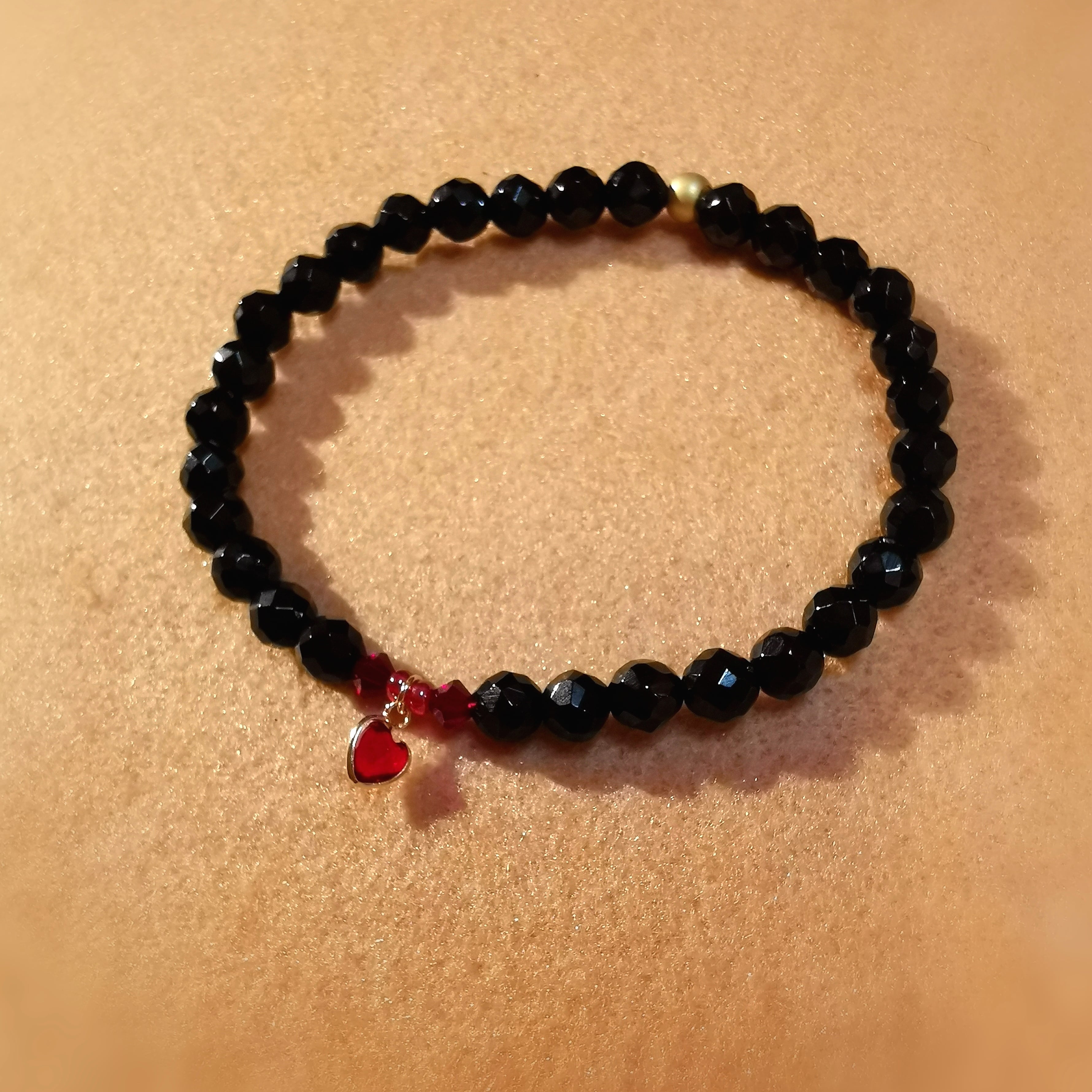 Gagat Zirkon Herz Edelstein Heilstein Karma Armband, geweiht, Entspannung