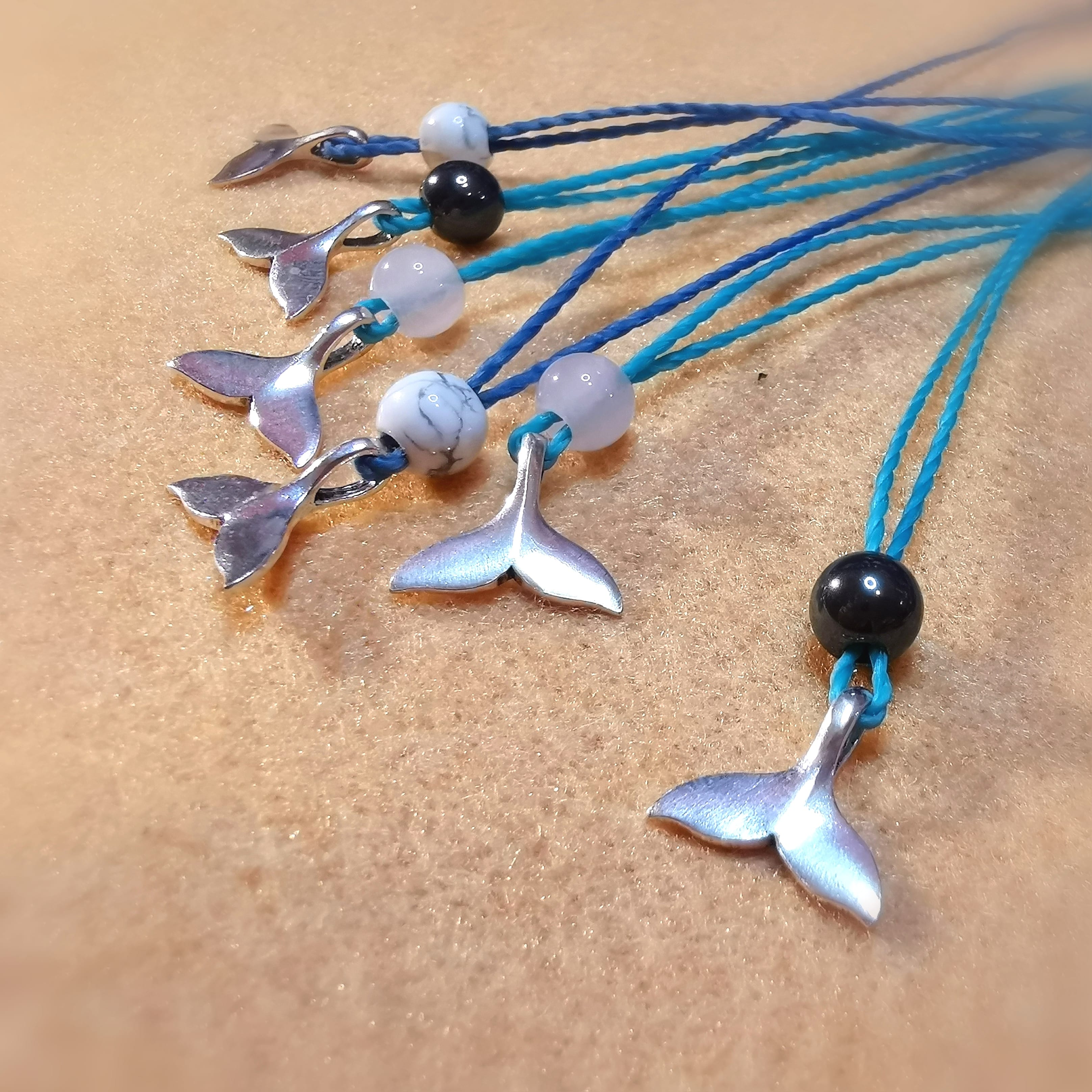 geweihte Walflosse Glücksbringer Karma Kette Sterlingsilber mit Magnesit - Loslassen, Neuanfang