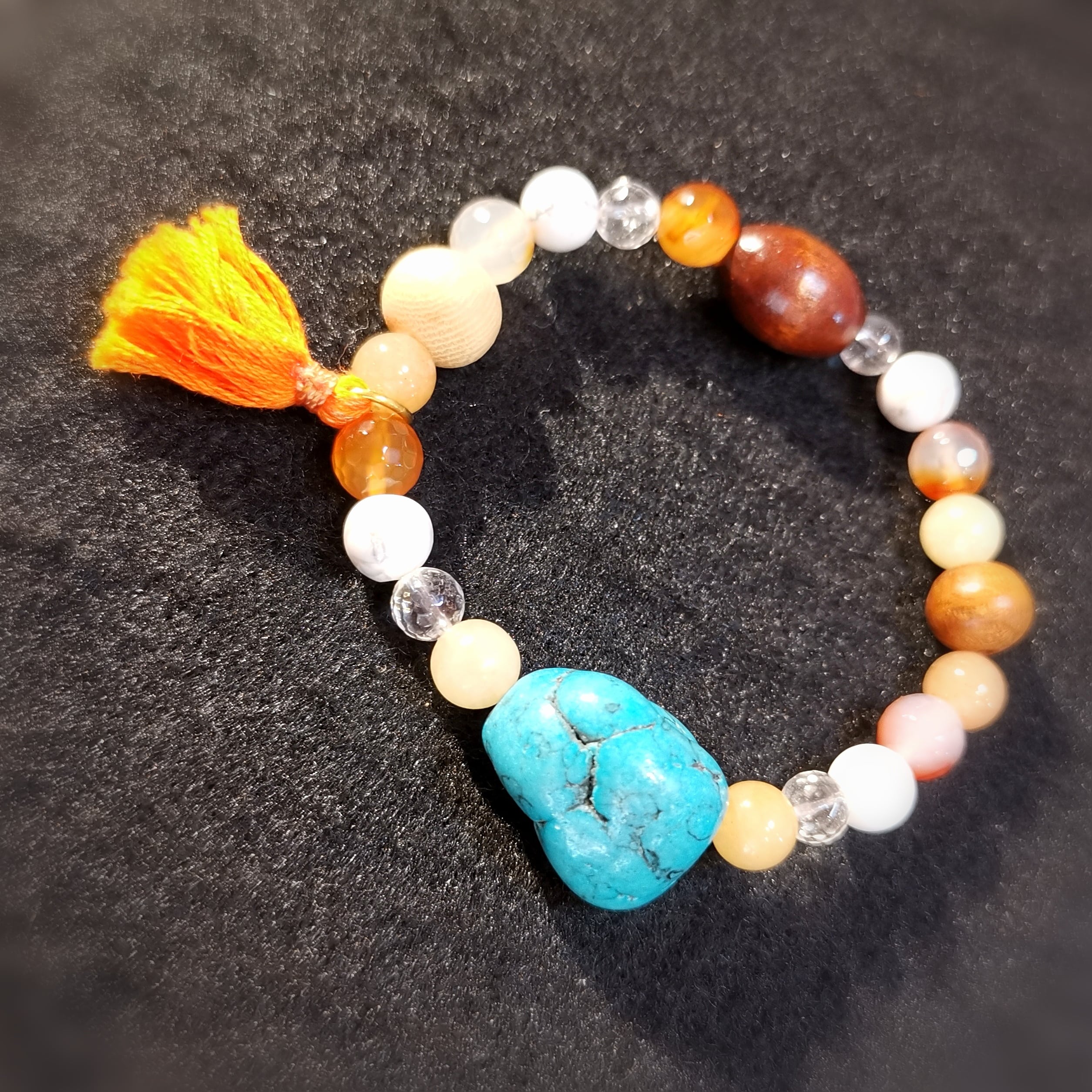 Edelstein Heilstein Holz Mix bunt, 1000 Kostbarkeiten, Aura Chakra Boho Armband geweiht, Sommerfreude