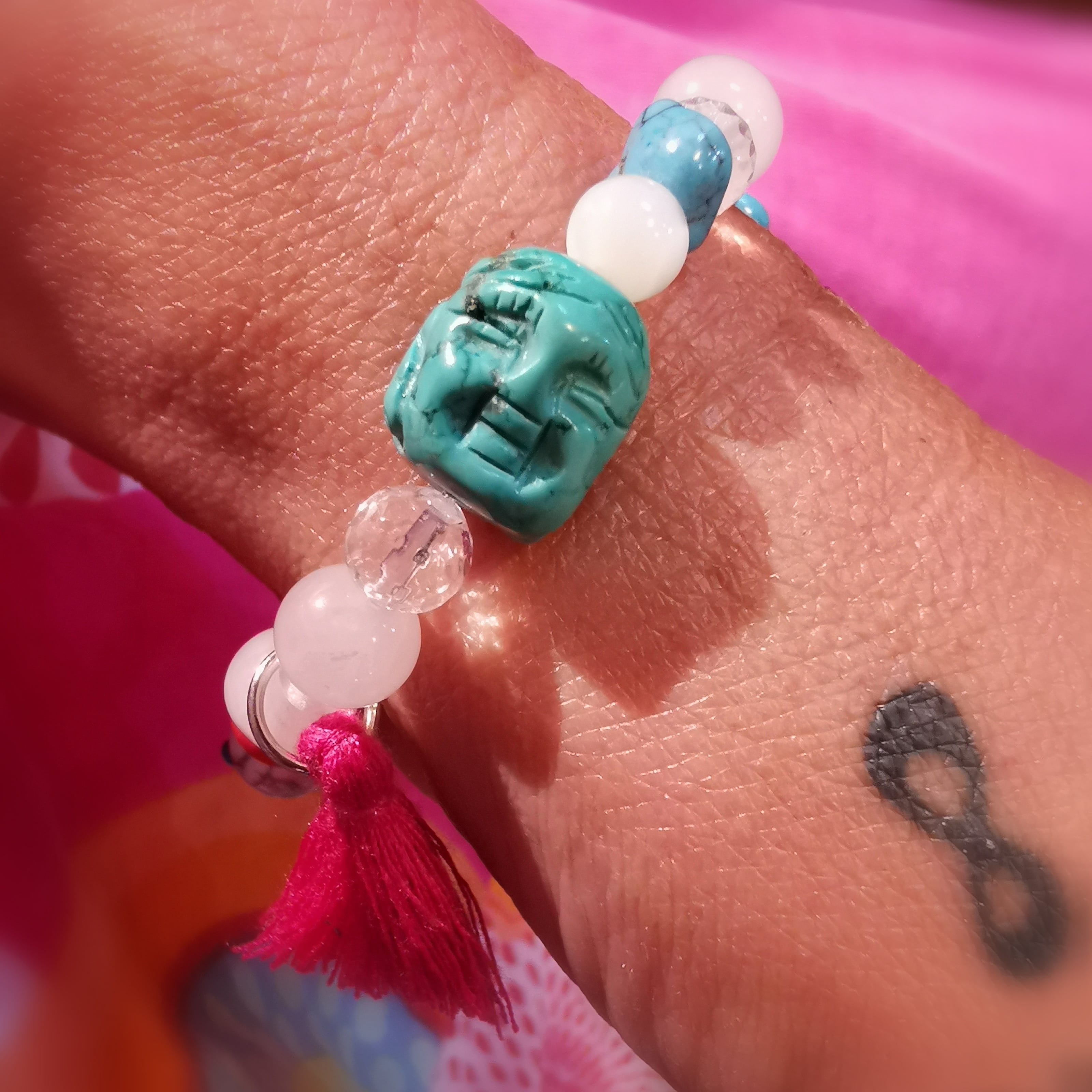 "mein Schutzgeist" Beschützer Karma Armband, Edelstein Heilstein Holz Mix, Aura Chakra Schmuck, Licht und Liebe
