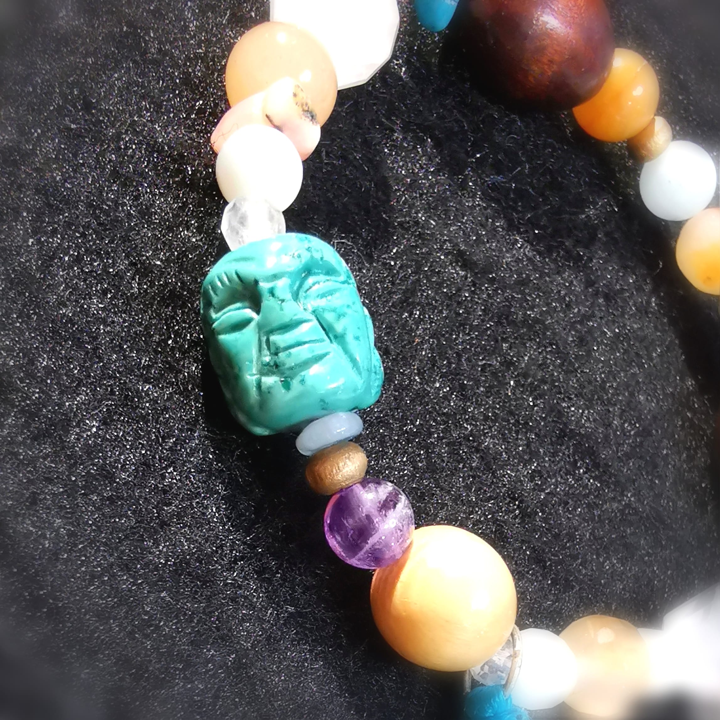 "mein Schutzgeist" Beschützer Karma Armband, Edelstein Heilstein Holz Mix, Aura Chakra Schmuck, Leichtigkeit
