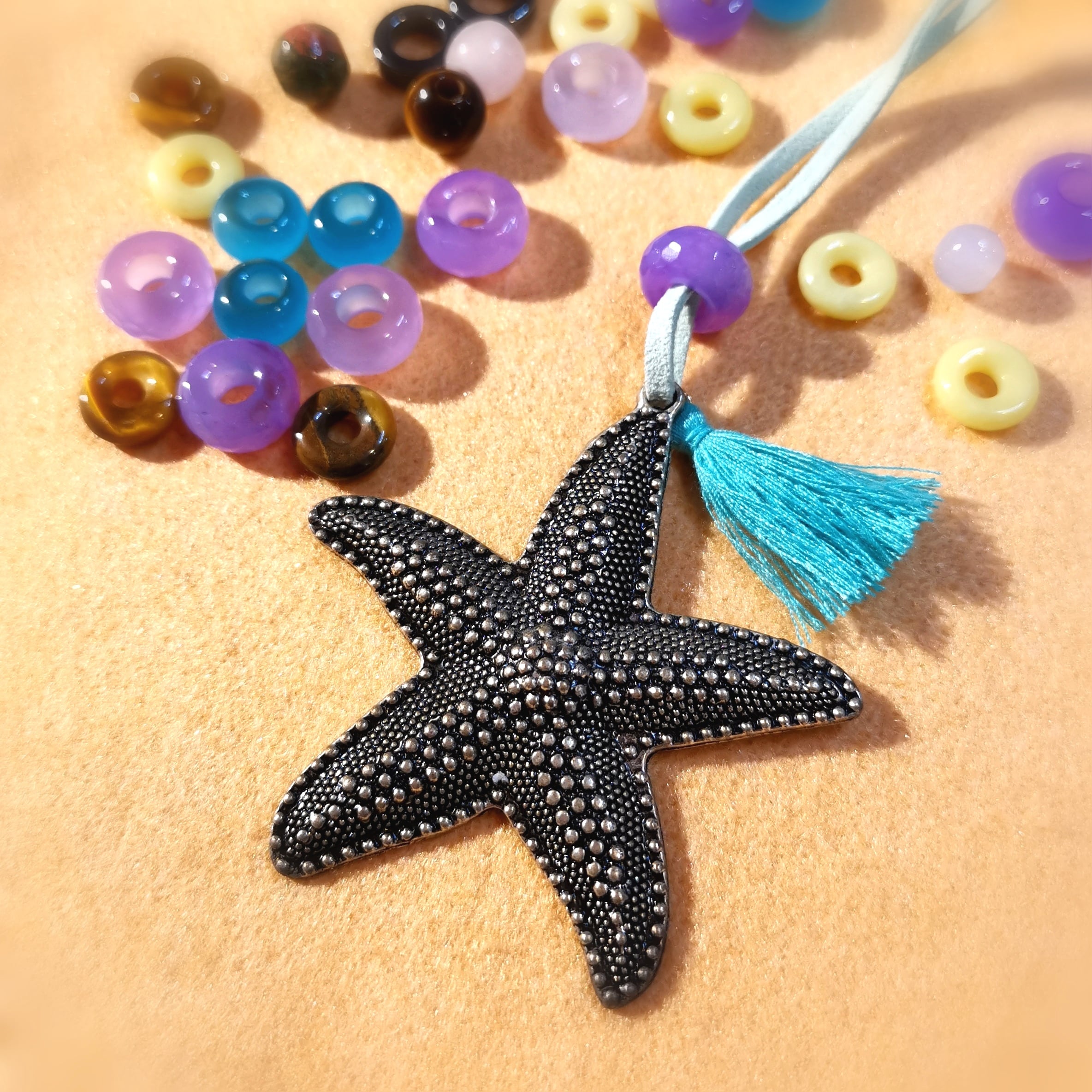 Seestern Krafttier Amethyst Edelstein Karma Kette, edler Hippie Schmuck, geweiht - Glaube und Hoffnung