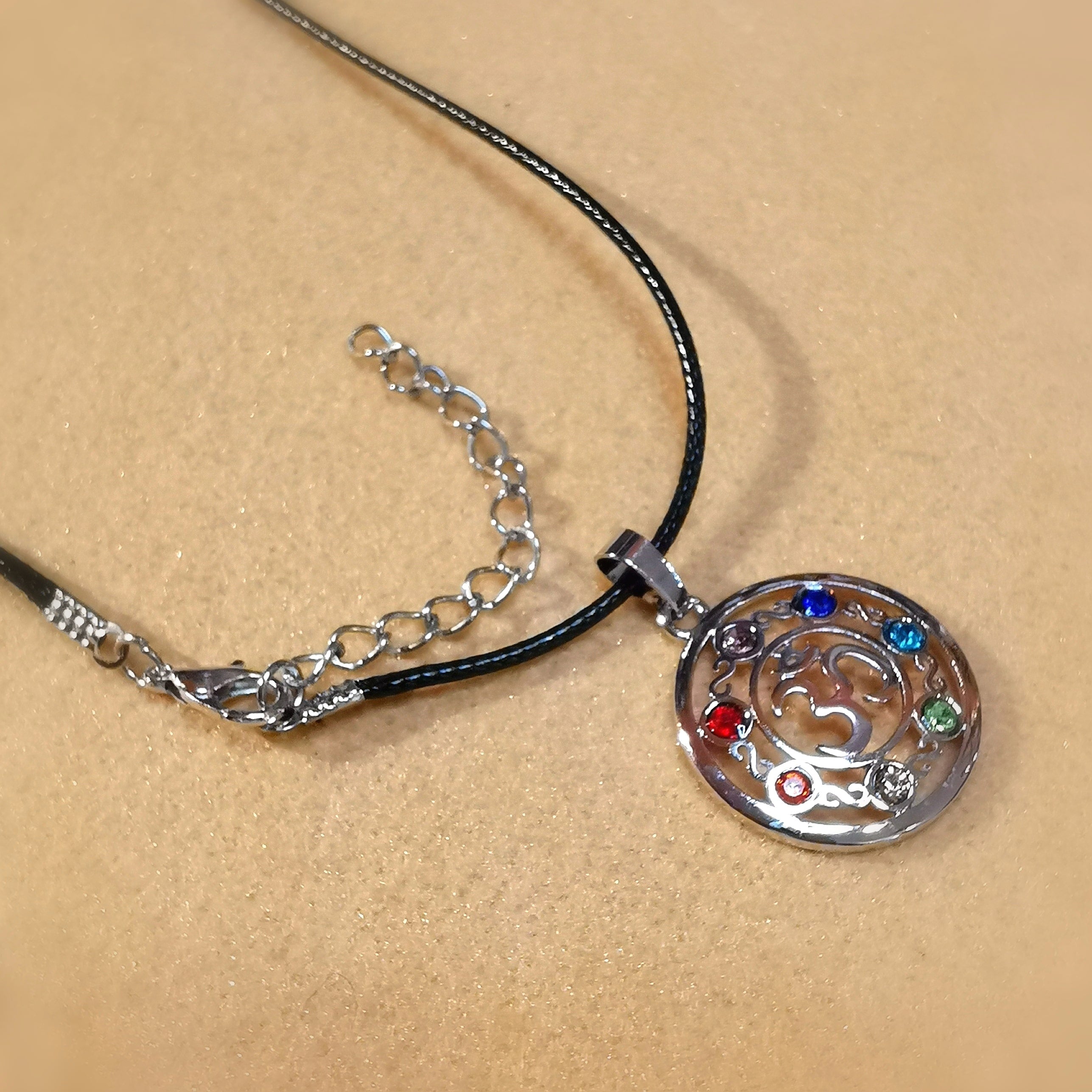OM Symbol Chakra Zirkon Edelstein Kette - innerer Frieden