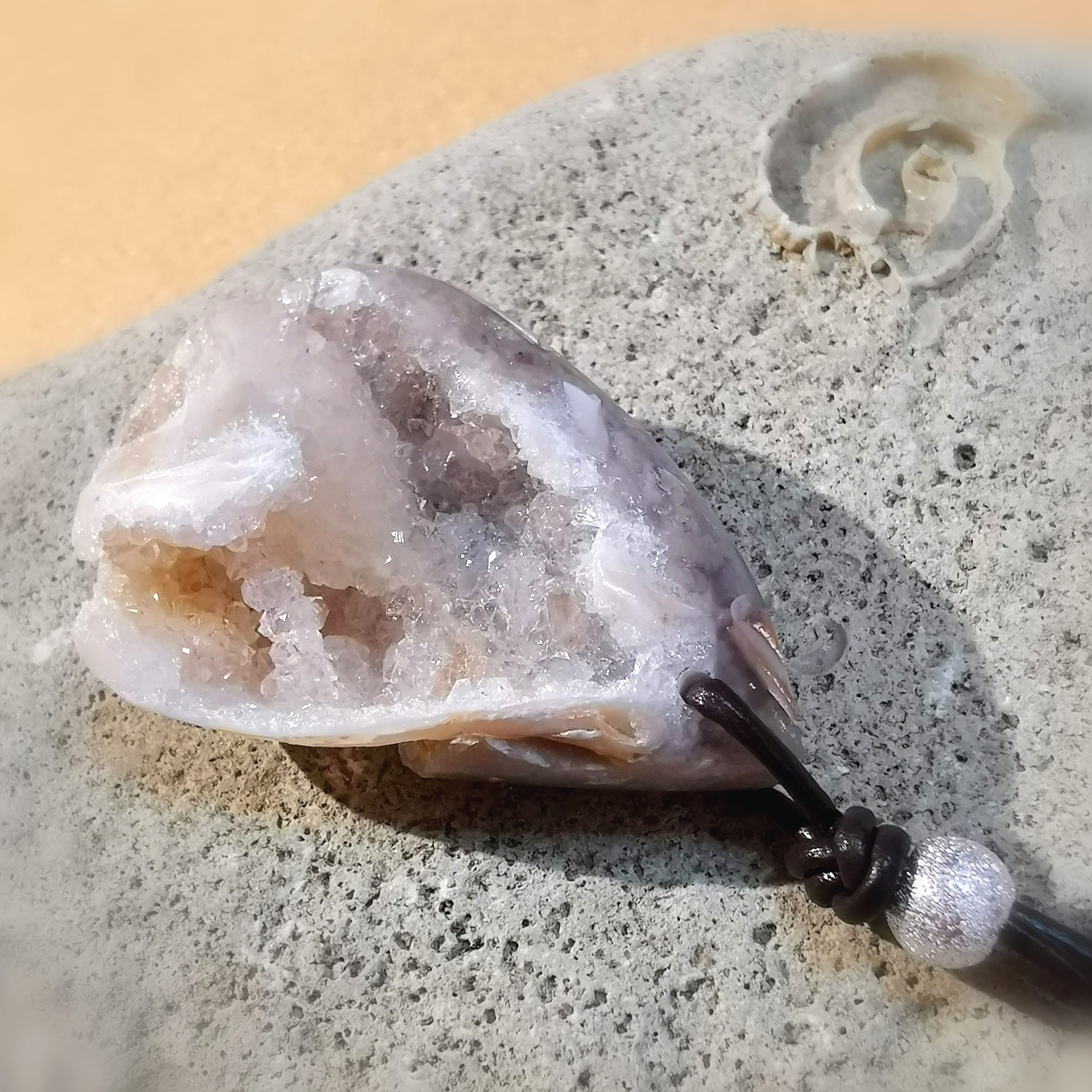 Geoden Achat, Druse Edelstein Heilstein Karma Kette, geweiht, Talisman, Selbstzentrierung, Selbstfindung