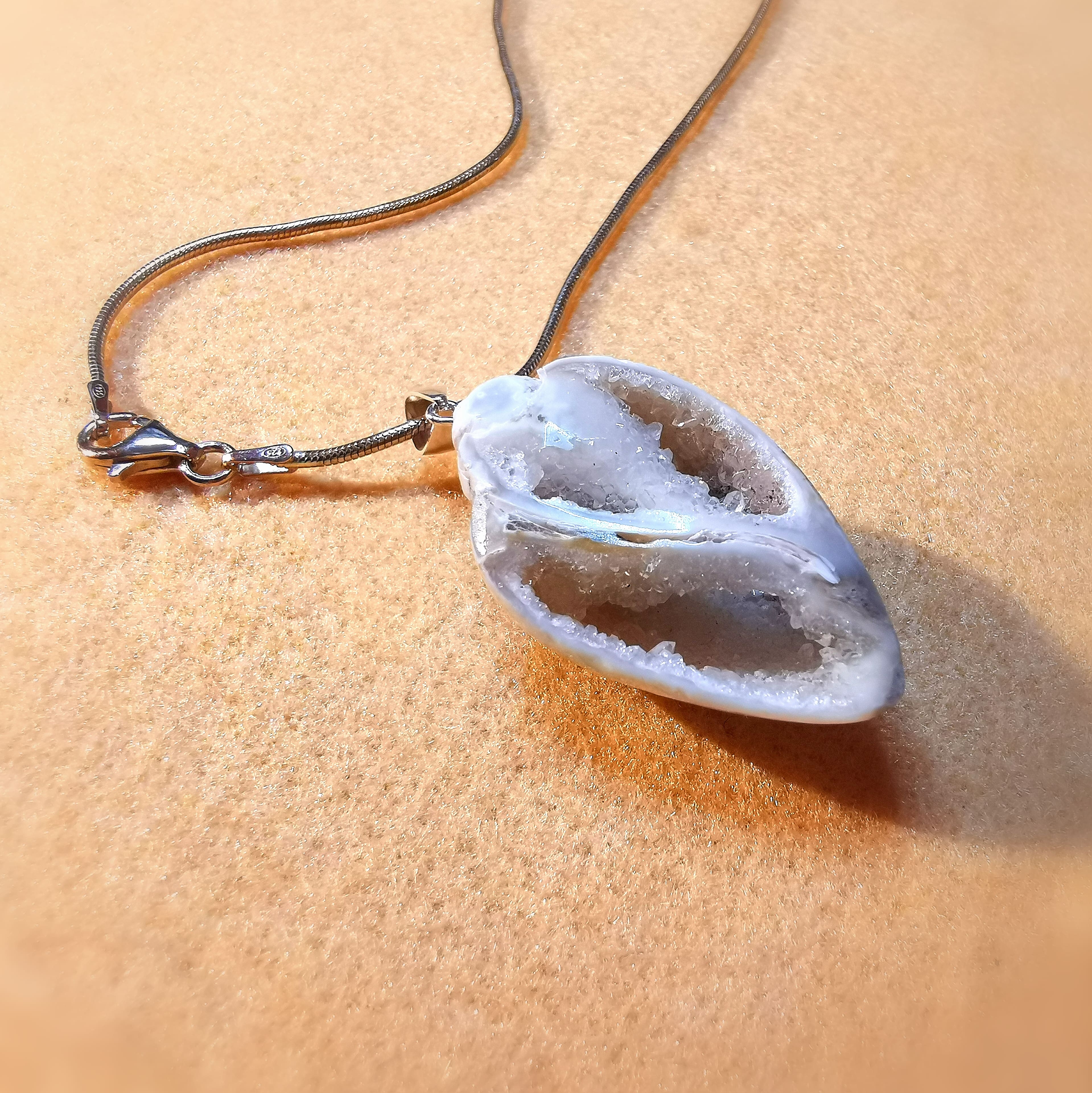 Geoden Glücksachat, Druse Edelstein Heilstein Karma Kette, Talisman geweiht - Klärung