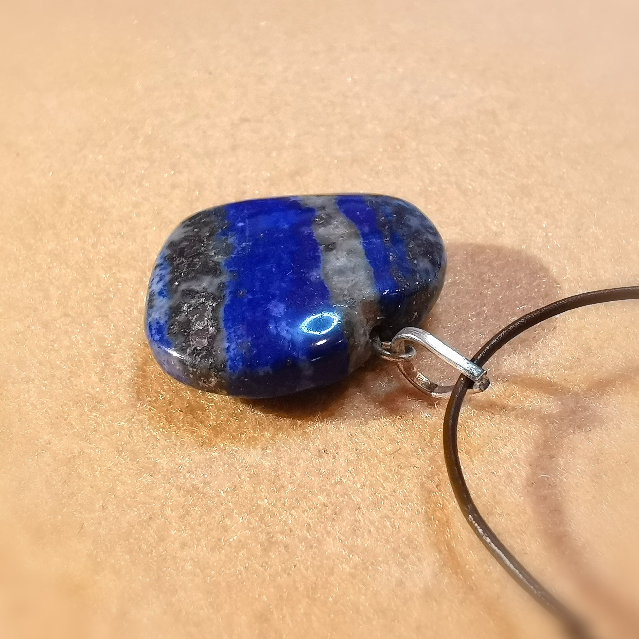 Lapislazuli Lebensbaum Herz Leder Karma Kette, Himmel und Erde - geöffnet und verwurzelt