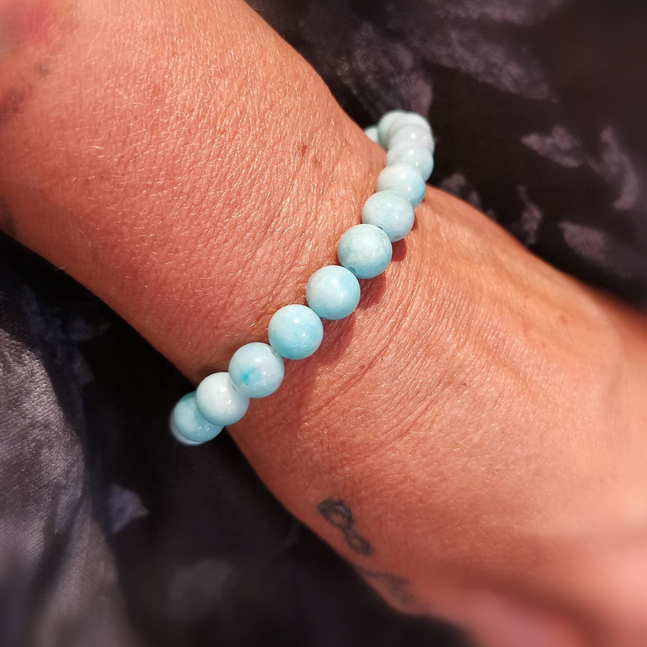 Amazonit Edelstein Heilstein Chakra Armband, Aura Karma Schmuck geweiht, Erleichterung