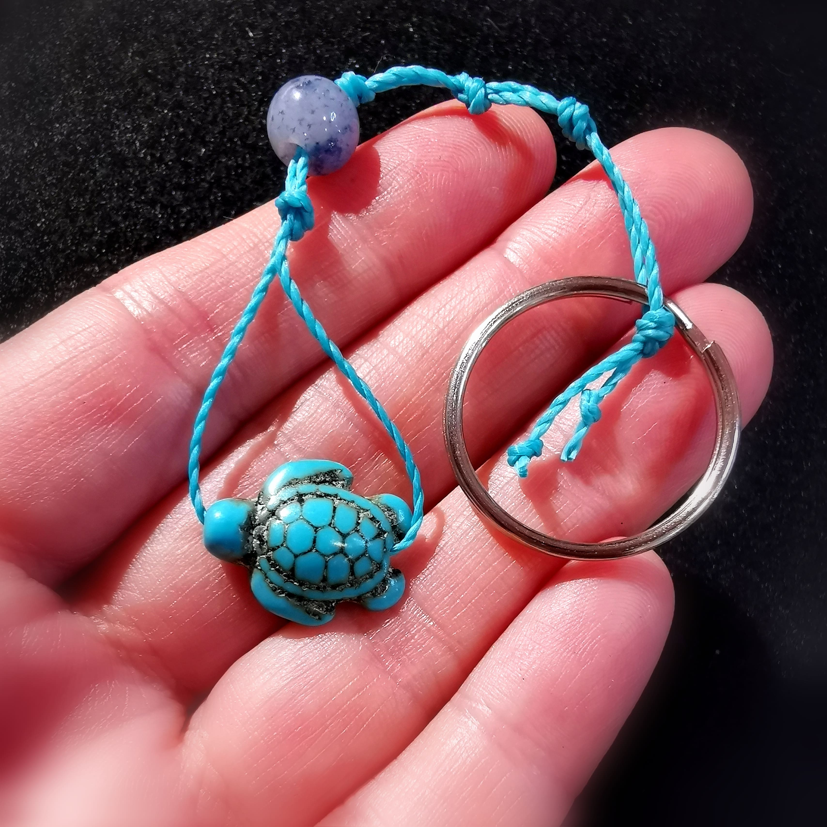 Schildkröten Charm, Edelstein Heilstein Karma Schlüsselanhänger, geweiht, sich frei schwimmen