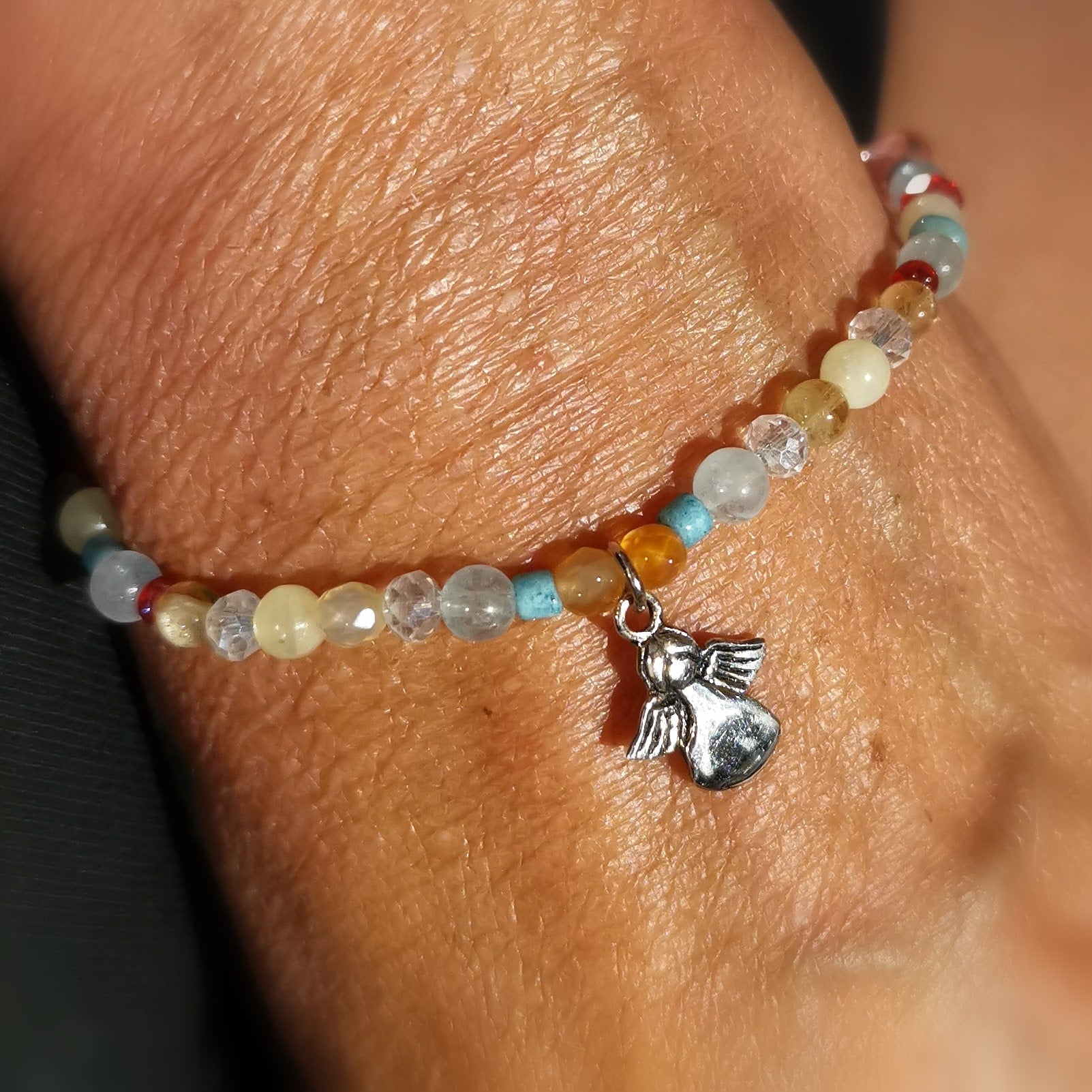 "1000 Kostbarkeiten" Schutzengel Glücksarmband Edelstein Mix Karma Armband, geweiht - im Schutz