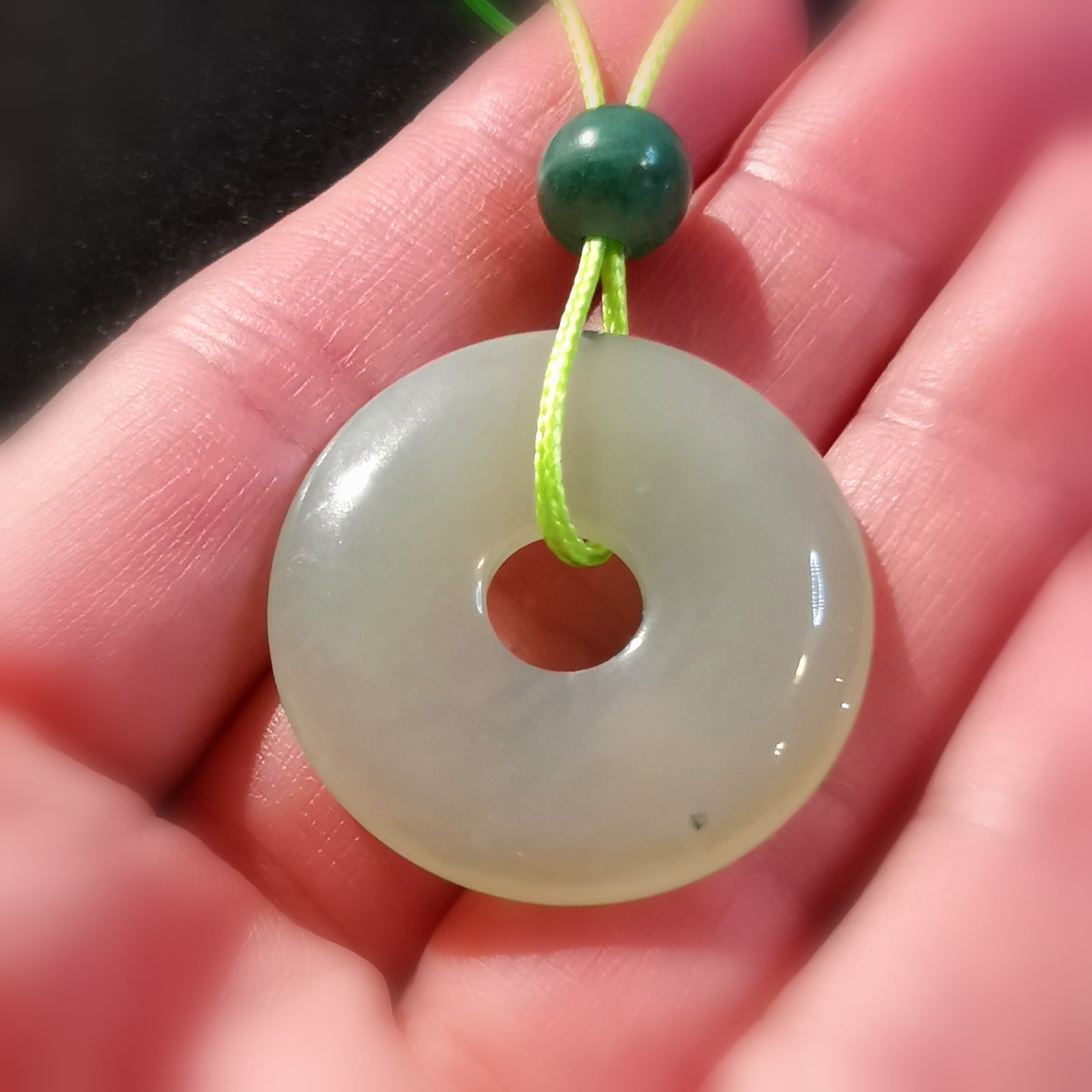Jade Amazonit Lebenskreis Edelstein Heilstein Karma Kette, geweiht - Eigenschutz aus Eigenliebe