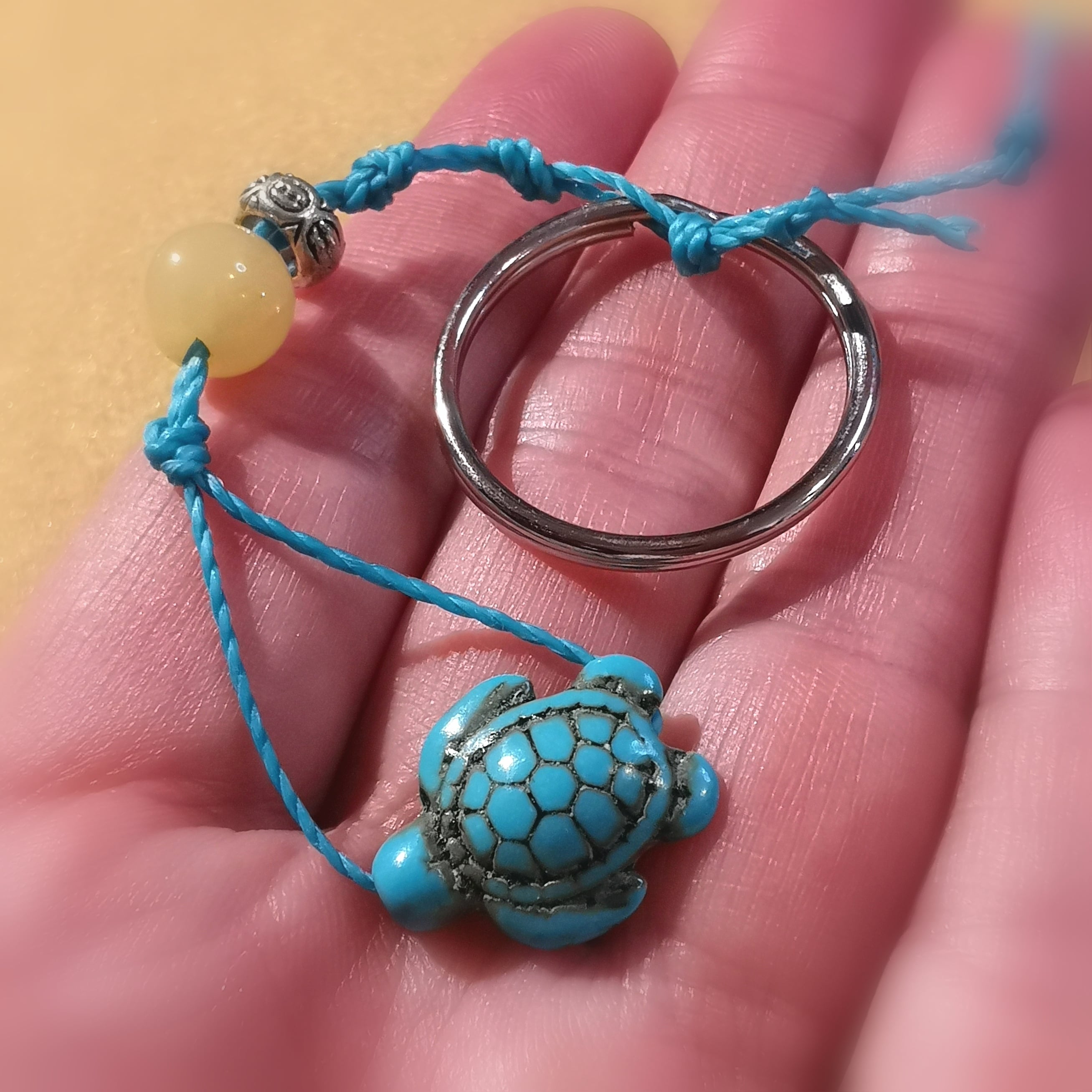 Schildkröten Charm, Orangencalcit Edelstein Heilstein Karma Schlüsselanhänger, geweiht, Freude der Freiheit