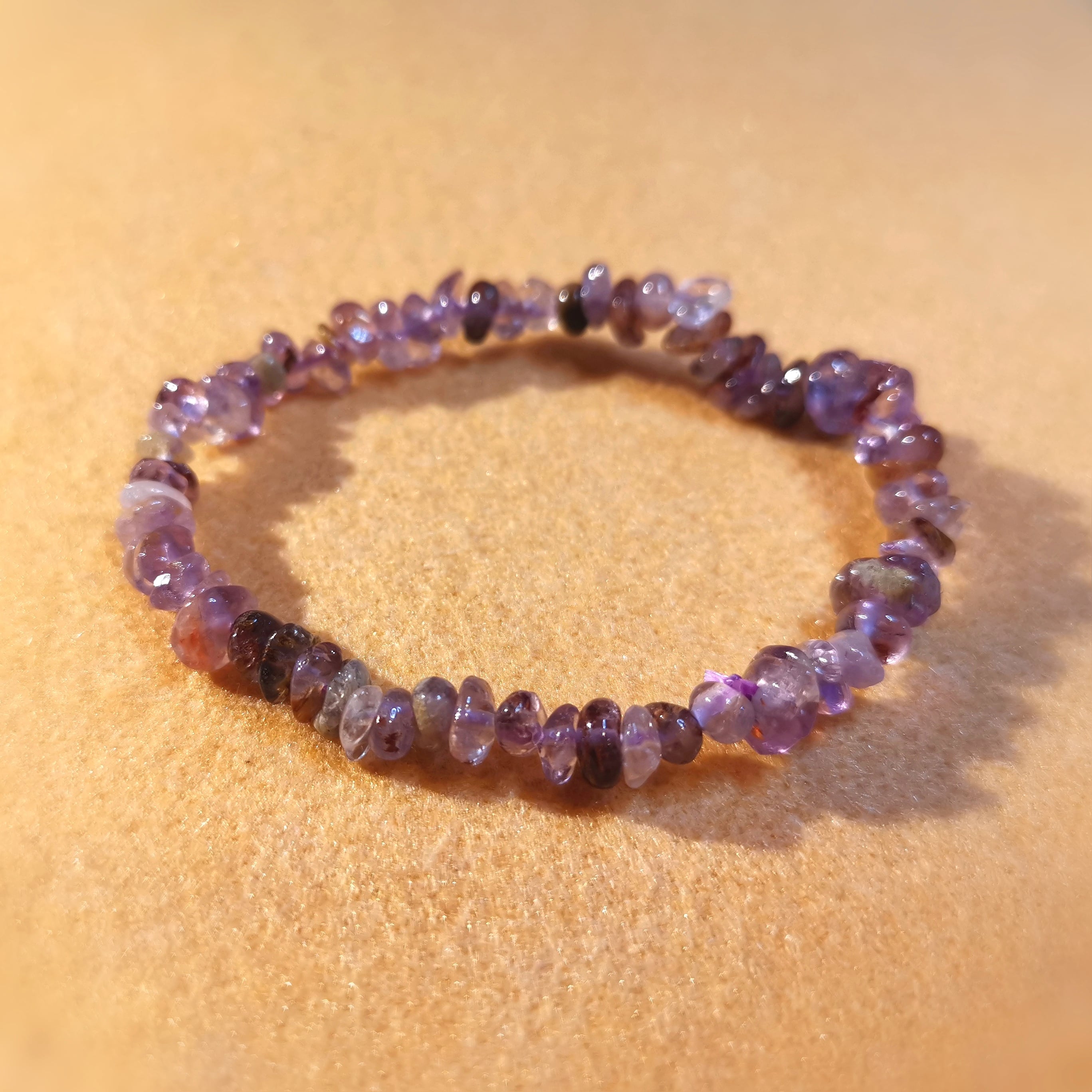 super 7 - Edelstein für Körper, Geist und Aura, Karma Schmuck Freiform Armband - Lebensfreude