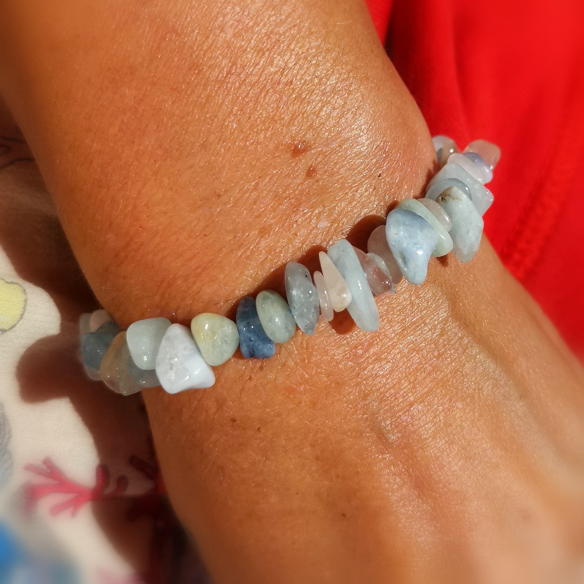 Morganit Aquamarin Beryll Edelstein Heilstein Karma Freiform Armband, geweiht - innere Stärke
